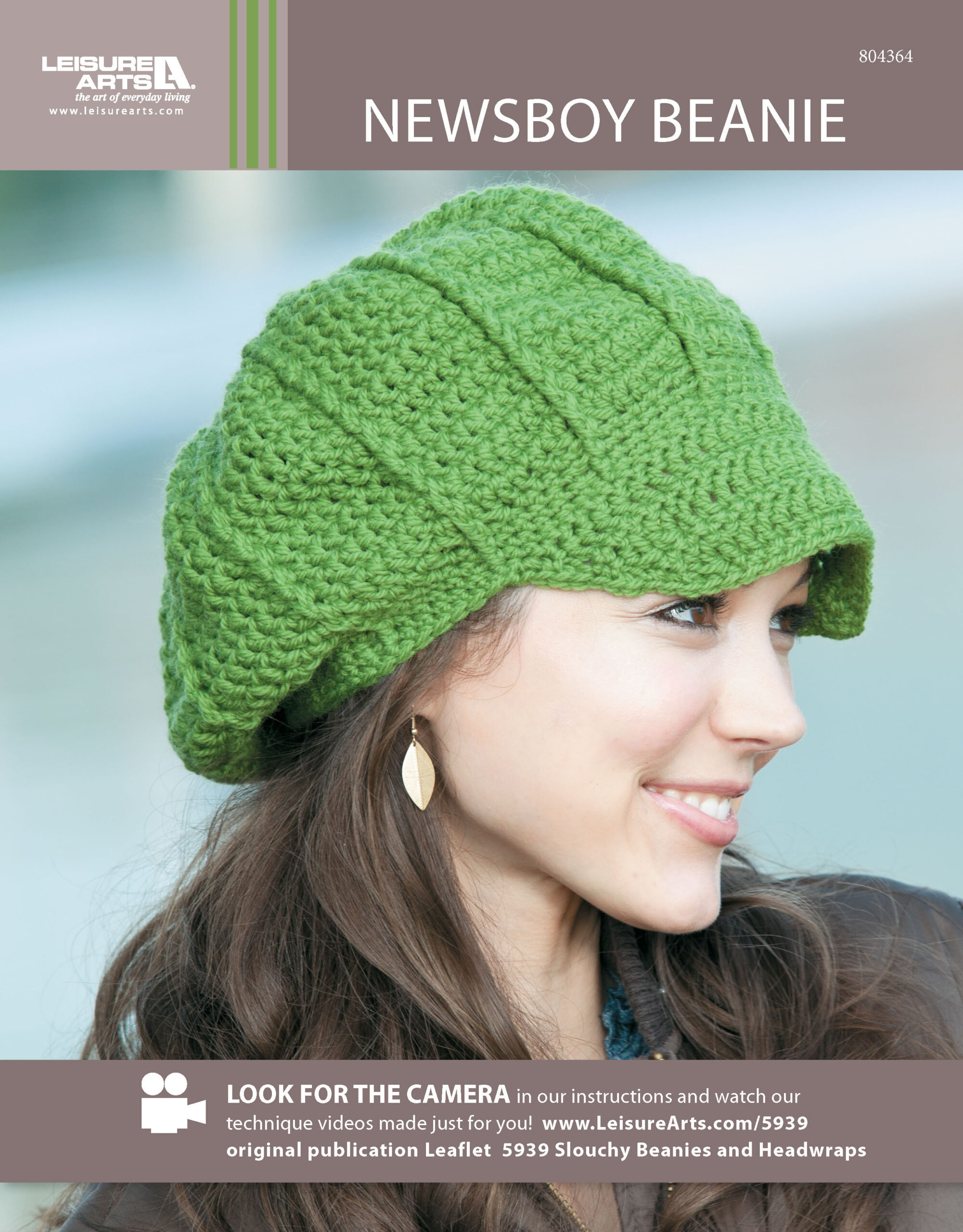 Leisure Arts Slouchy Beanies Headwraps Newsboy Beanie Crochet ePattern