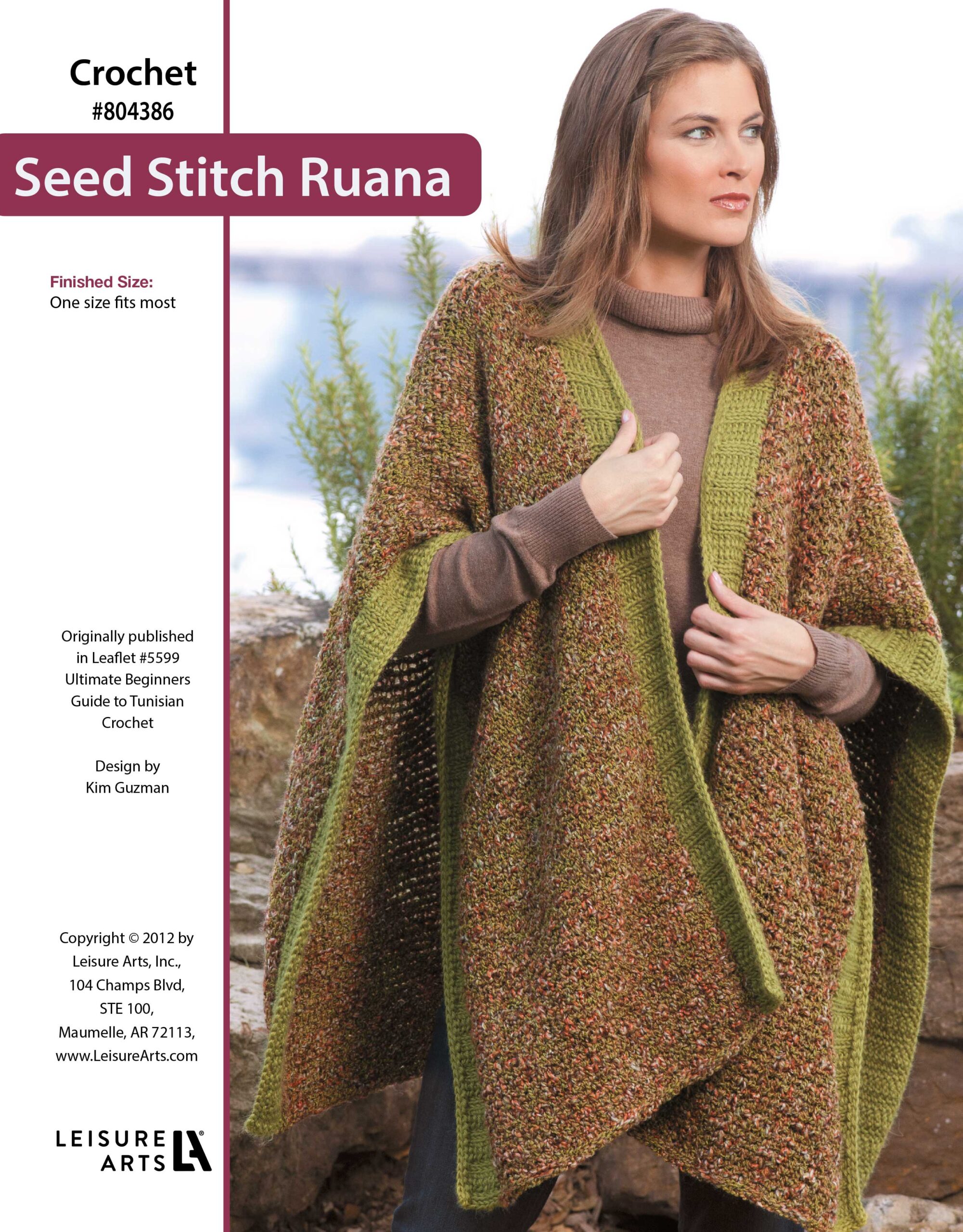 Leisure Arts Ultimate Beginners Guide To Tunisian Crochet Seed Stitch Ruana ePattern