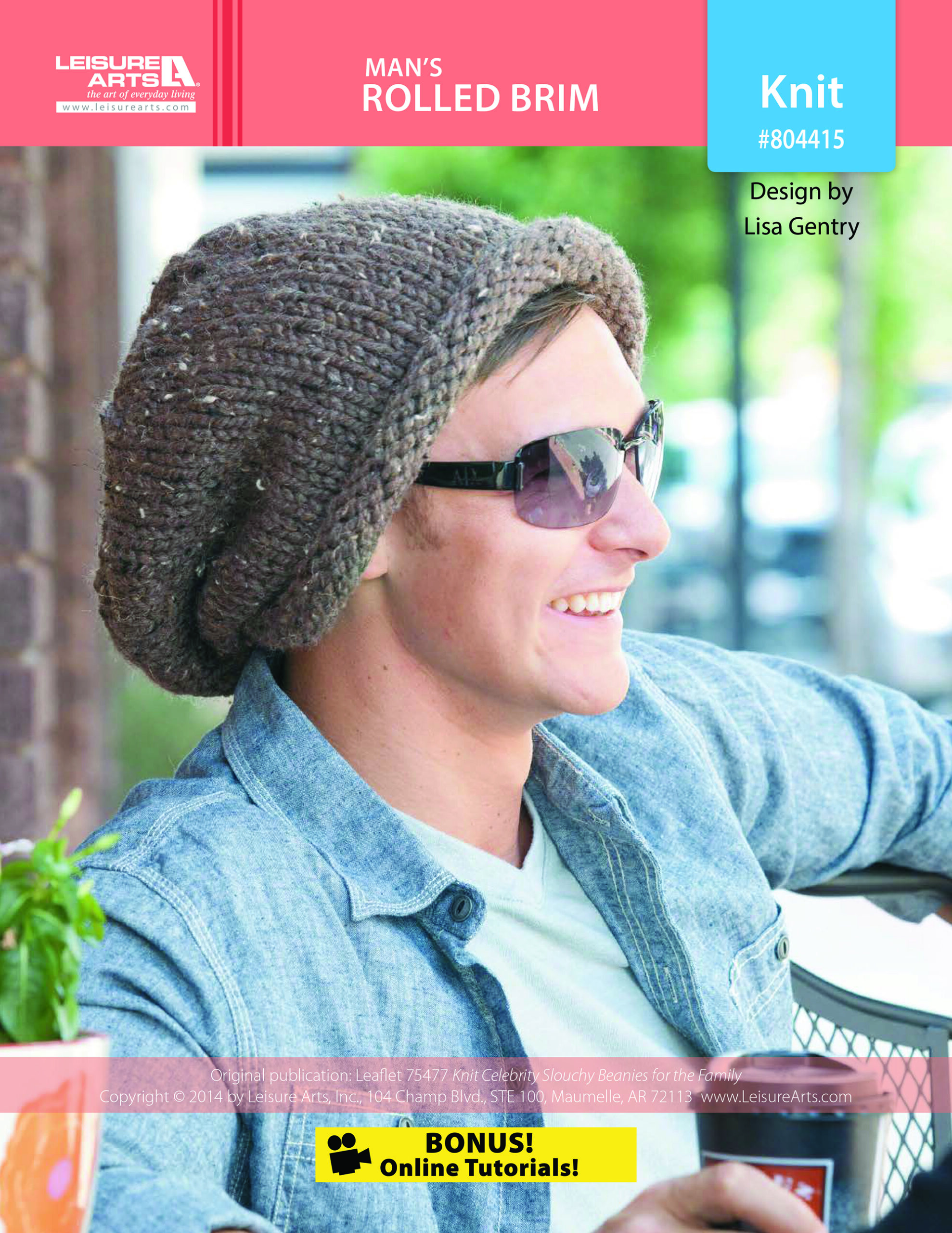 Leisure Arts ePattern Mens Rolled Brim Beanie