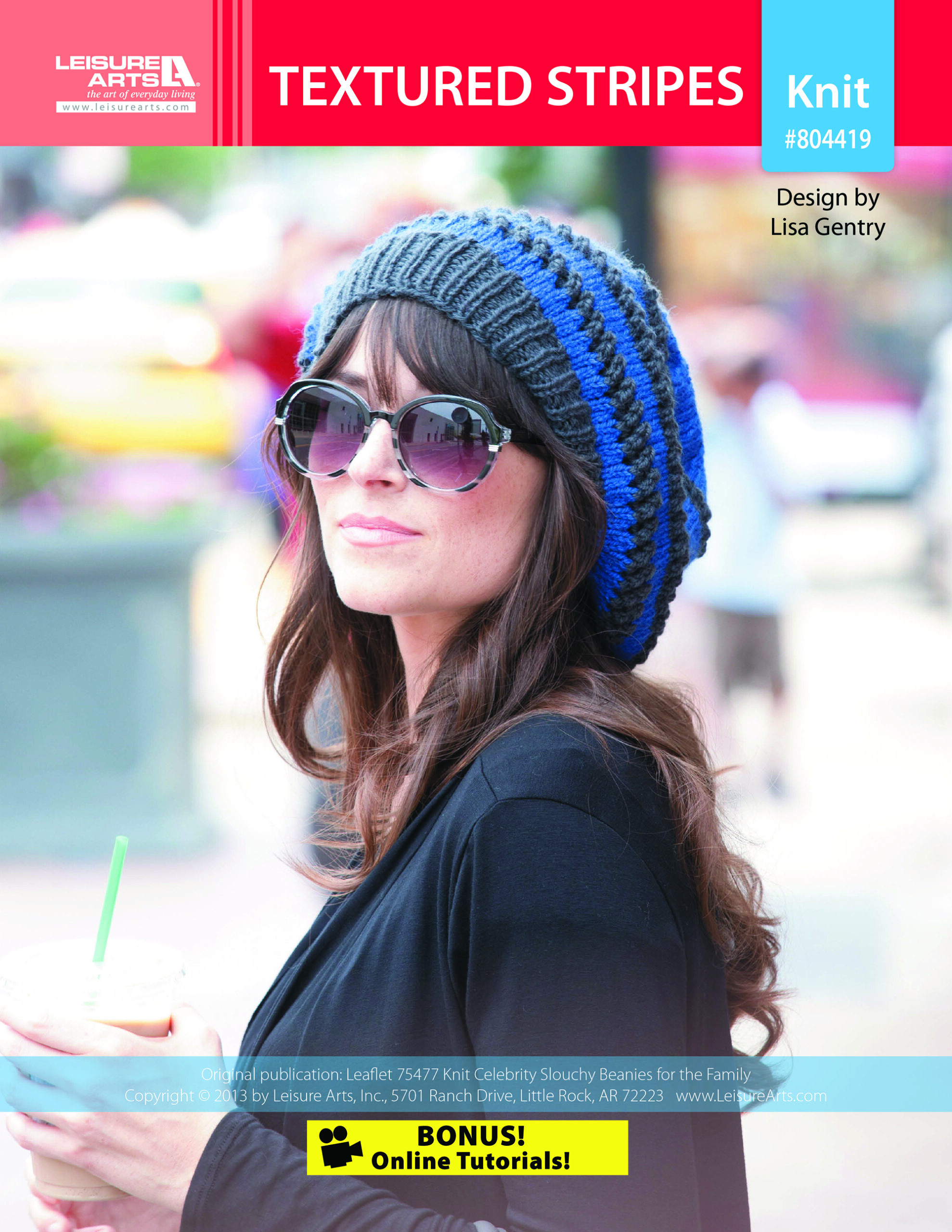 Leisure Arts ePattern Textured Stripes Beanie