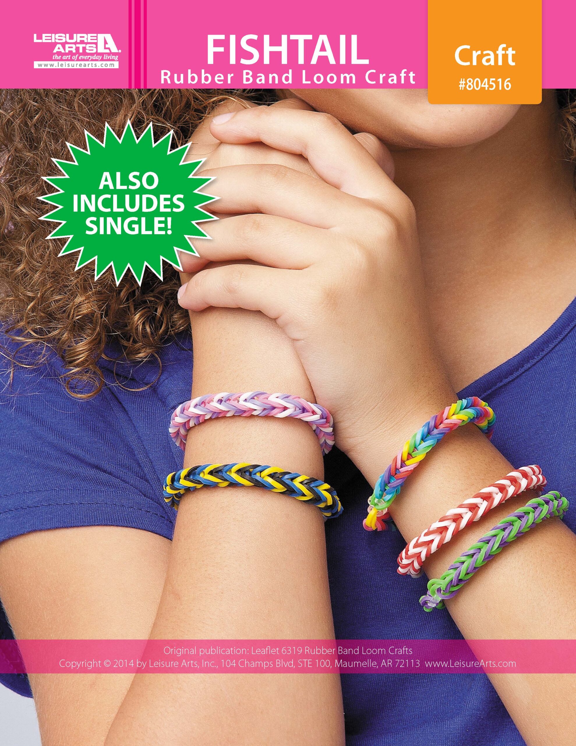 Leisure Arts Rubber Band Loom Crafts Fishtail Rubber Band Bracelet ePattern