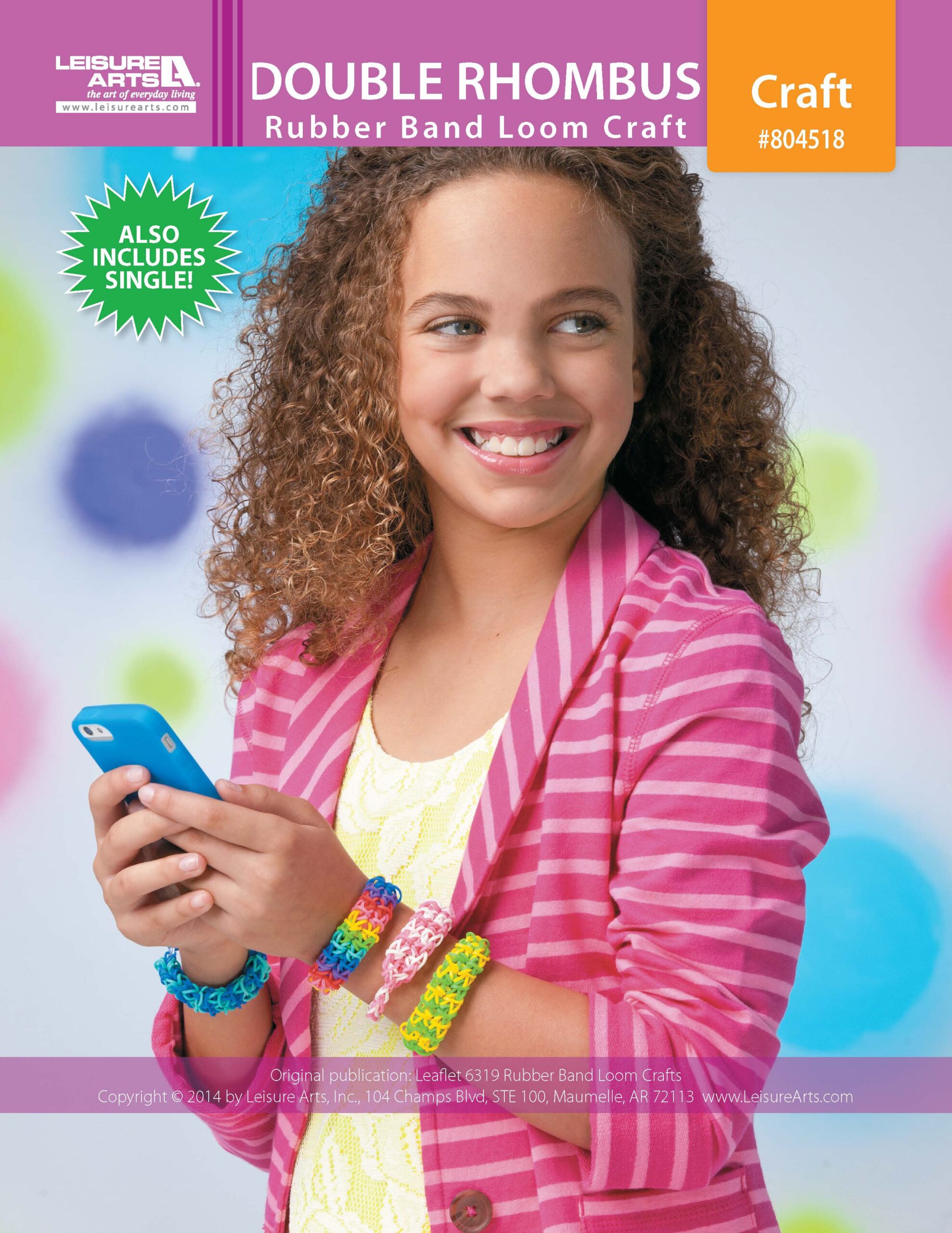 Leisure Arts Rubber Band Loom Crafts Double Rhombus Rubber Band Bracelet ePattern