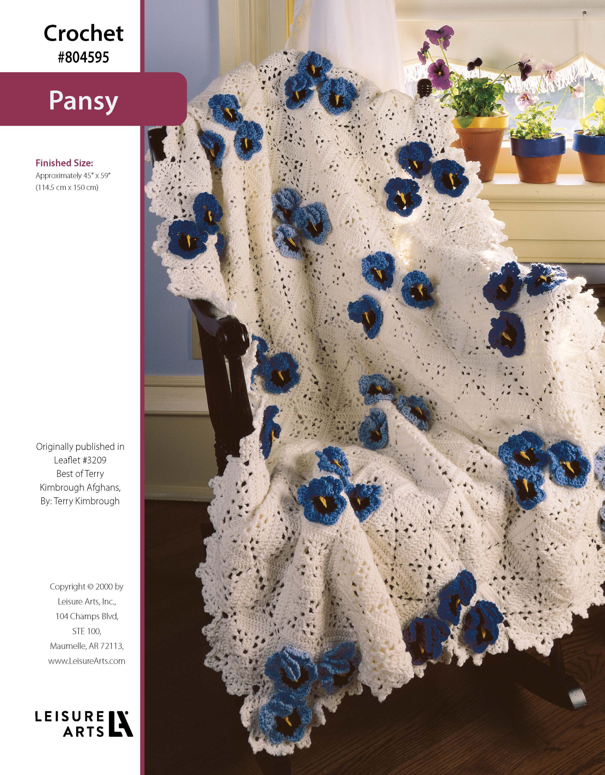 Leisure Arts ePattern Best of Terry Kimbrough Afghans Pansy Afghan
