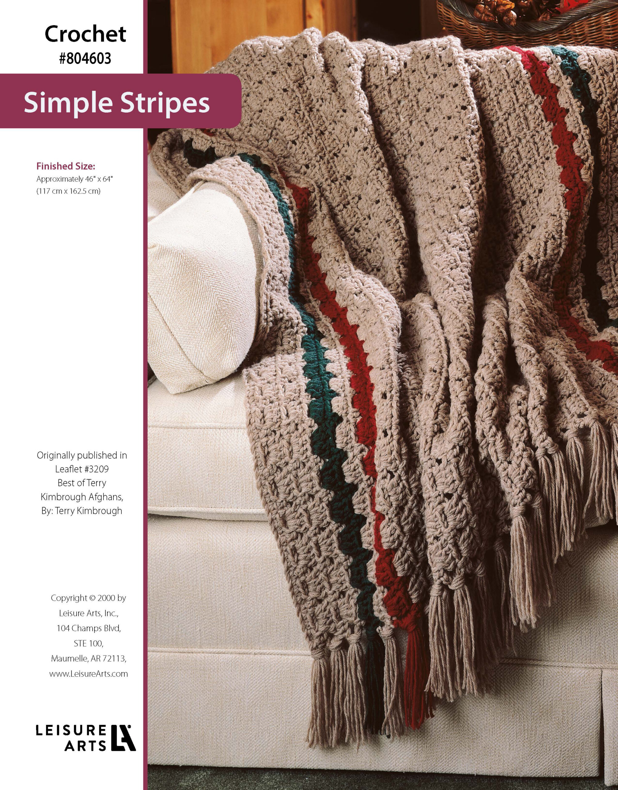Leisure Arts ePattern Best of Terry Kimbrough Afghans Simple Stripes Afghan