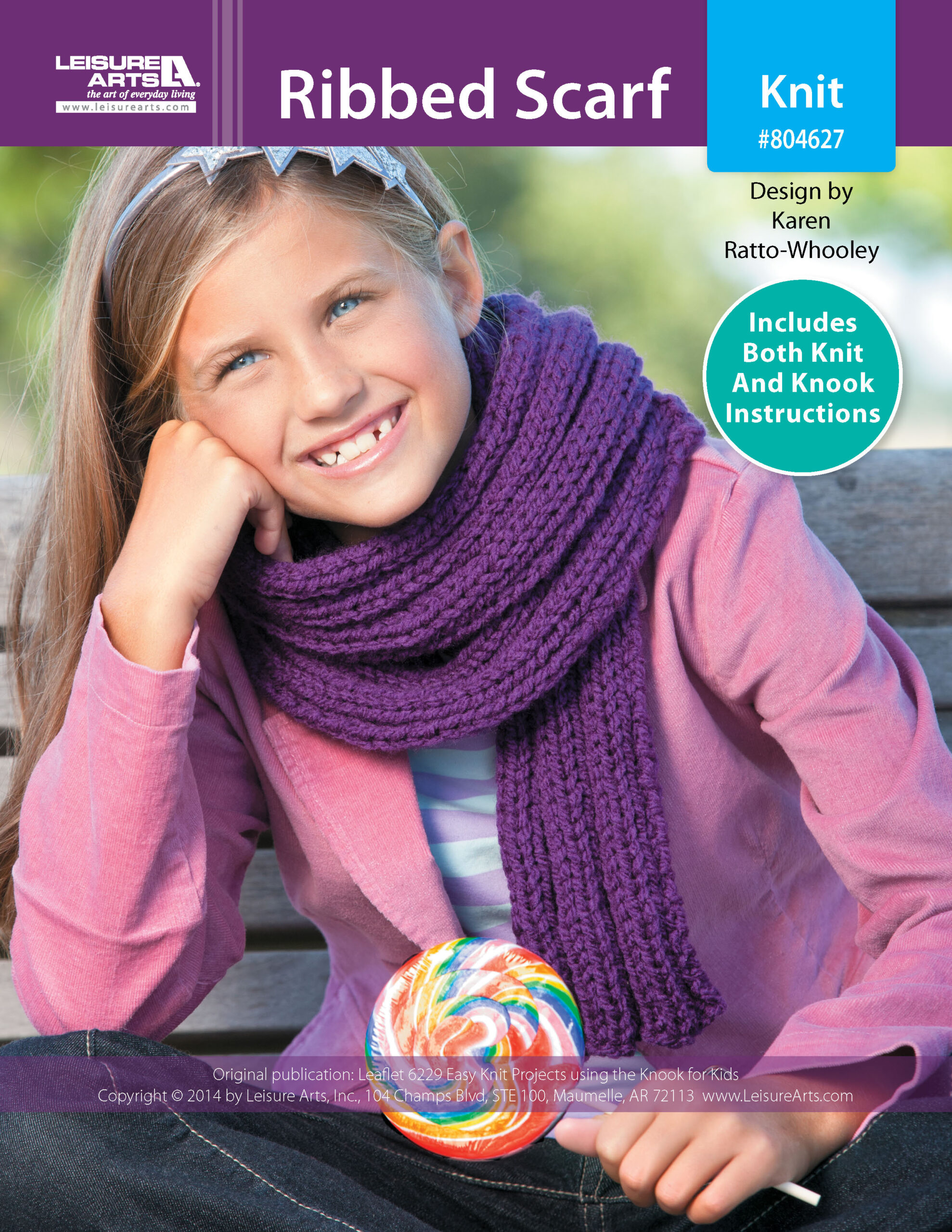 Leisure Arts Easy Knit Projects Using The Knook For Kids Ribbed Scarf ePattern