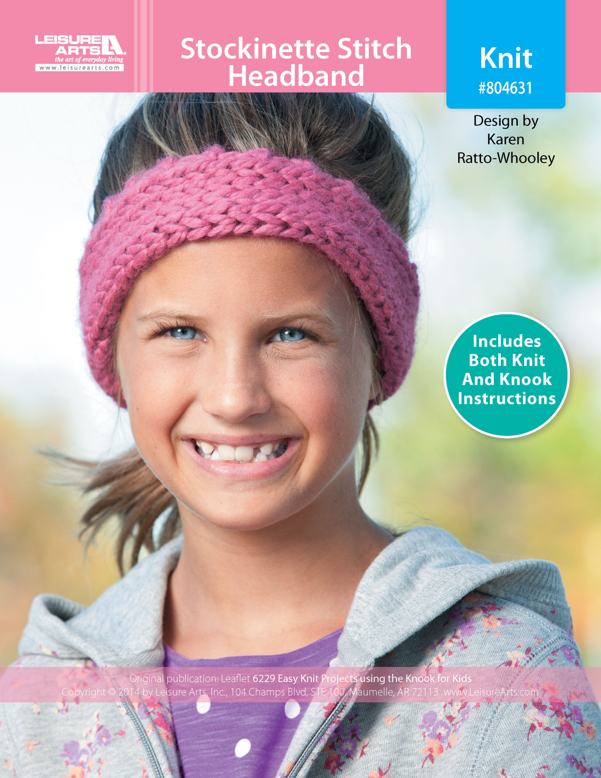 Leisure Arts Easy Knit Projects Using The Knook For Kids Stockinette Stitch Headband ePattern