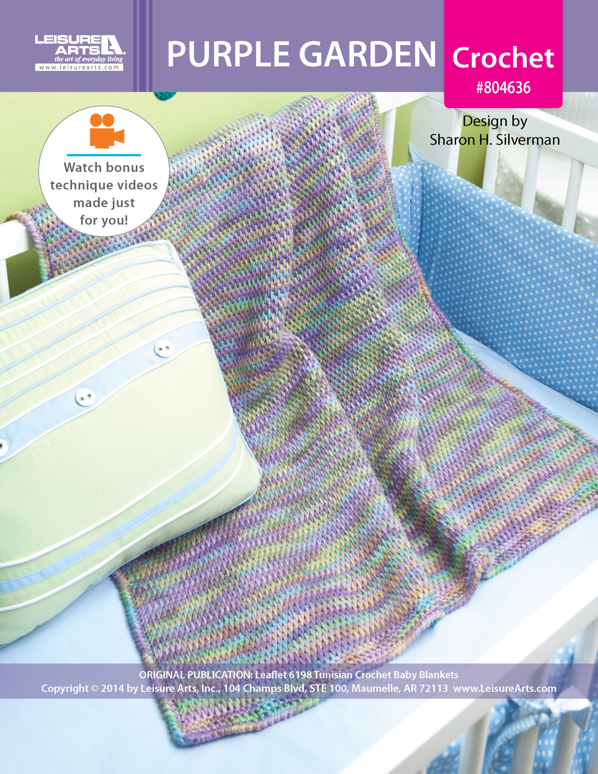 Leisure Arts Tunisian Crochet Baby Blankets Purple Garden ePattern