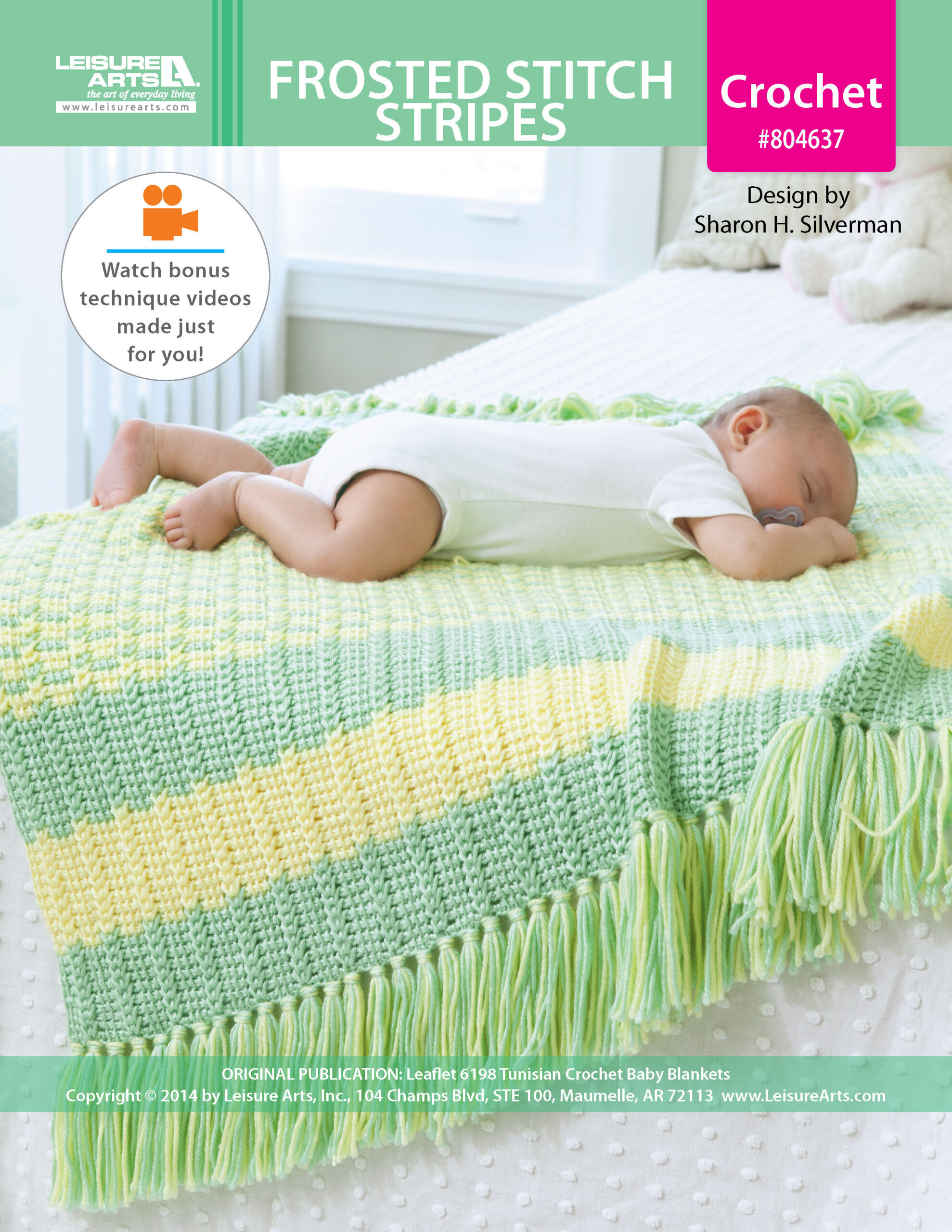 Leisure Arts Tunisian Crochet Baby Blankets Frosted Stitch Stripes ePattern