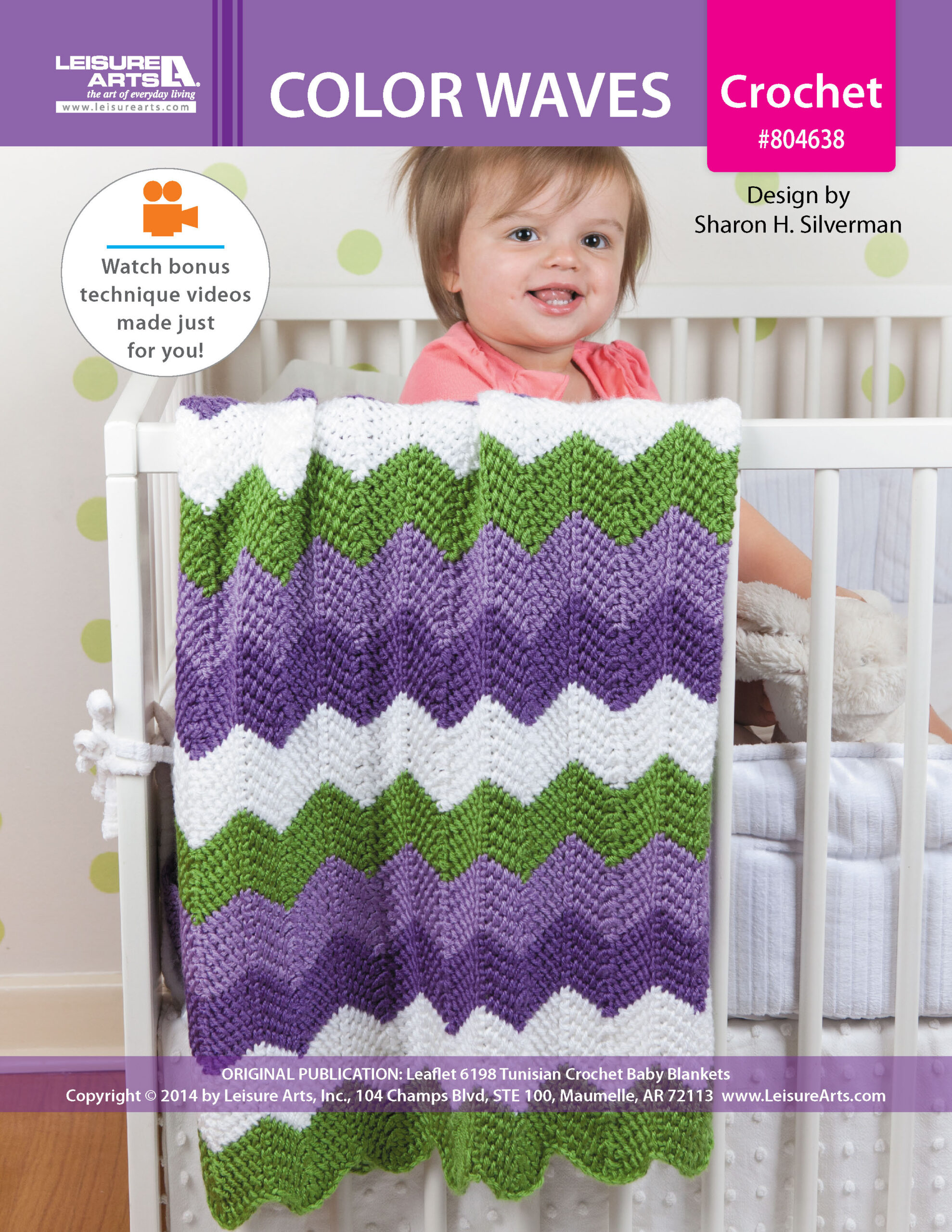 Leisure Arts Tunisian Crochet Baby Blankets Color Waves ePattern
