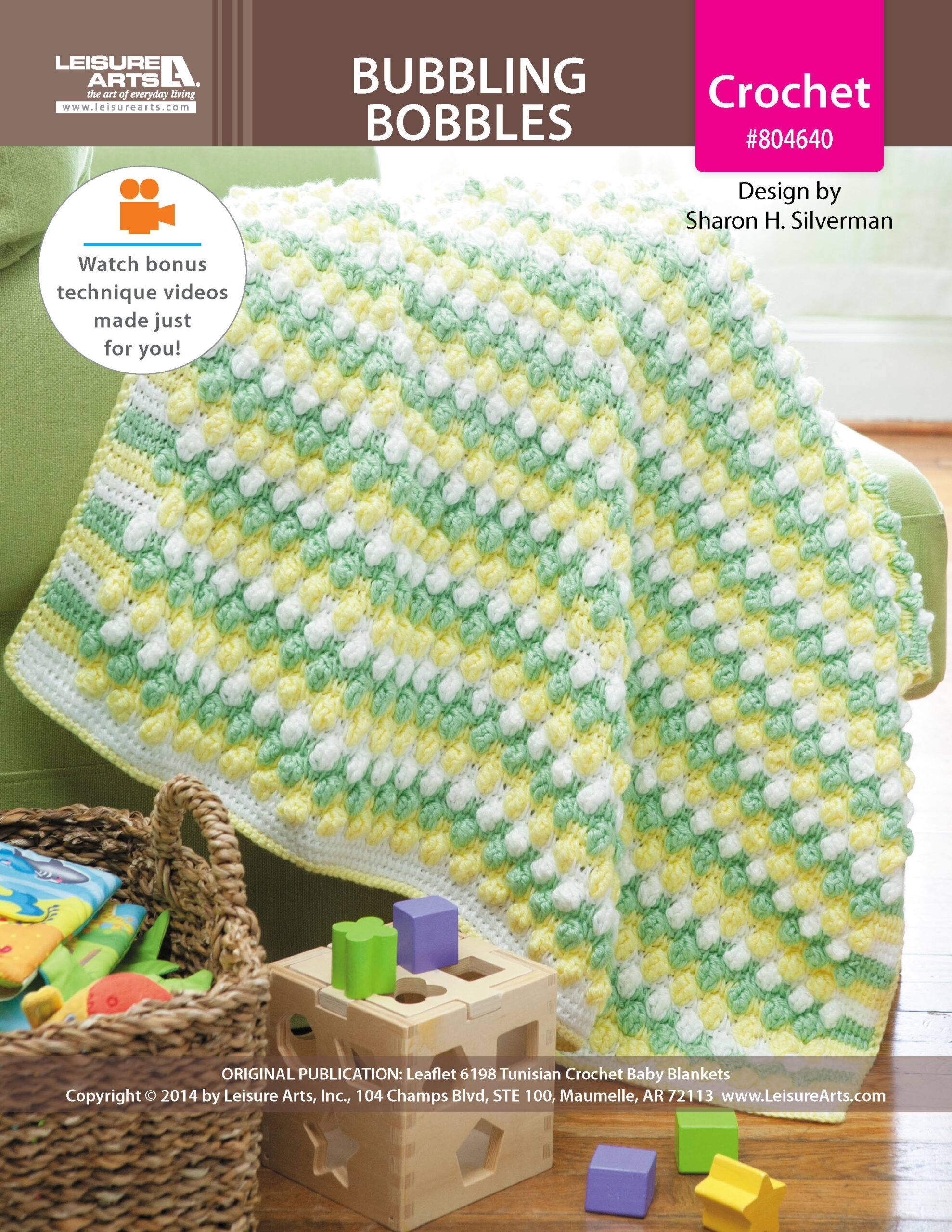Leisure Arts Tunisian Crochet Baby Blankets Bubbling Bobbles ePattern