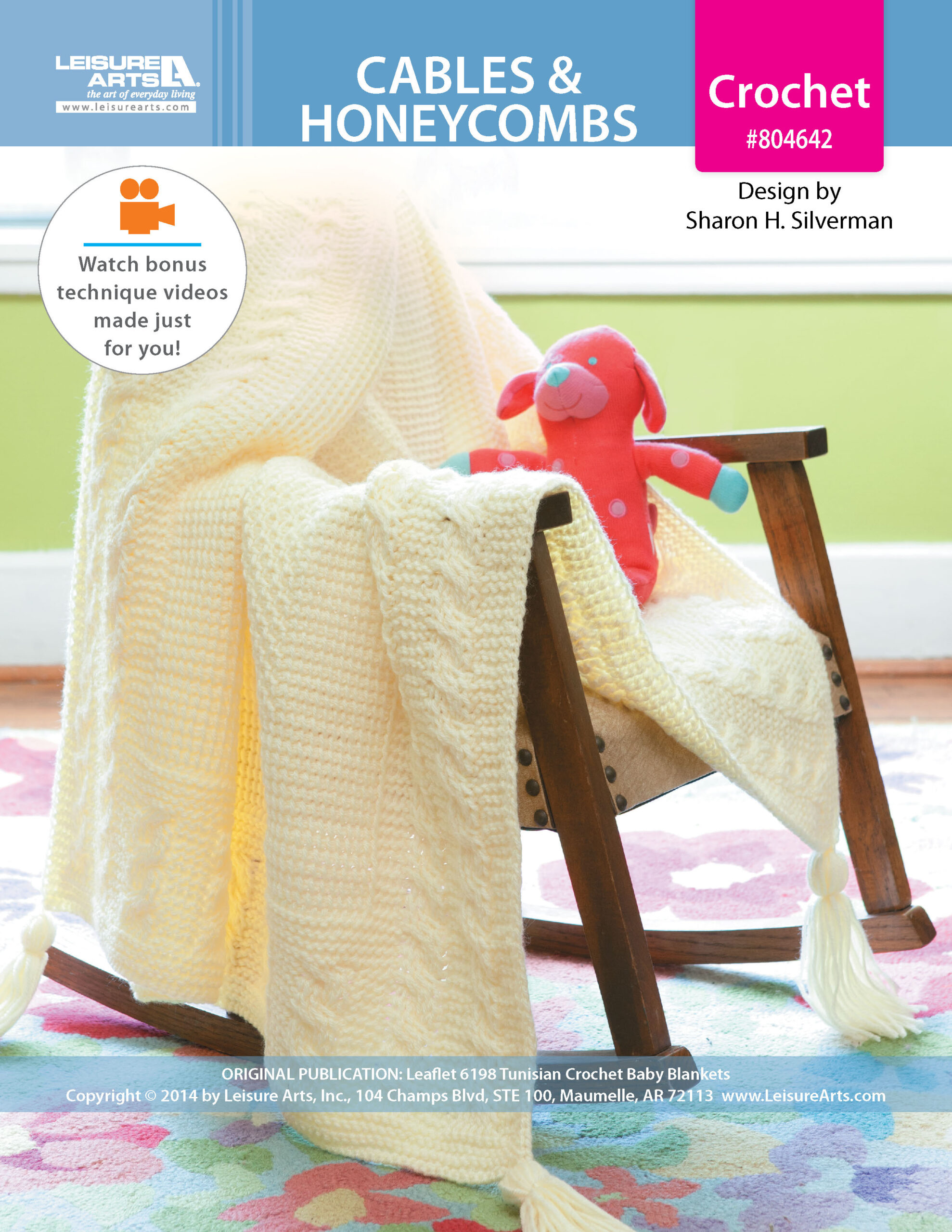 Leisure Arts Tunisian Crochet Baby Blankets Cables Honeycombs ePattern