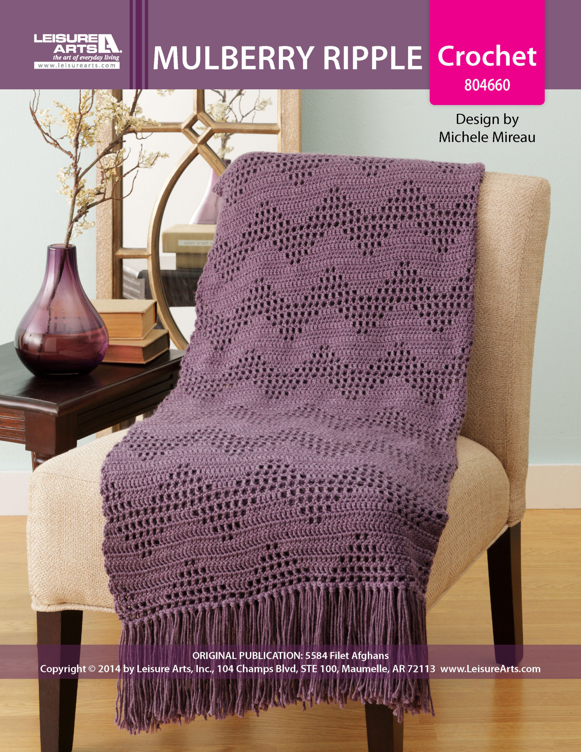Leisure Arts Filet Afghans Mulberry Ripple Crochet ePattern