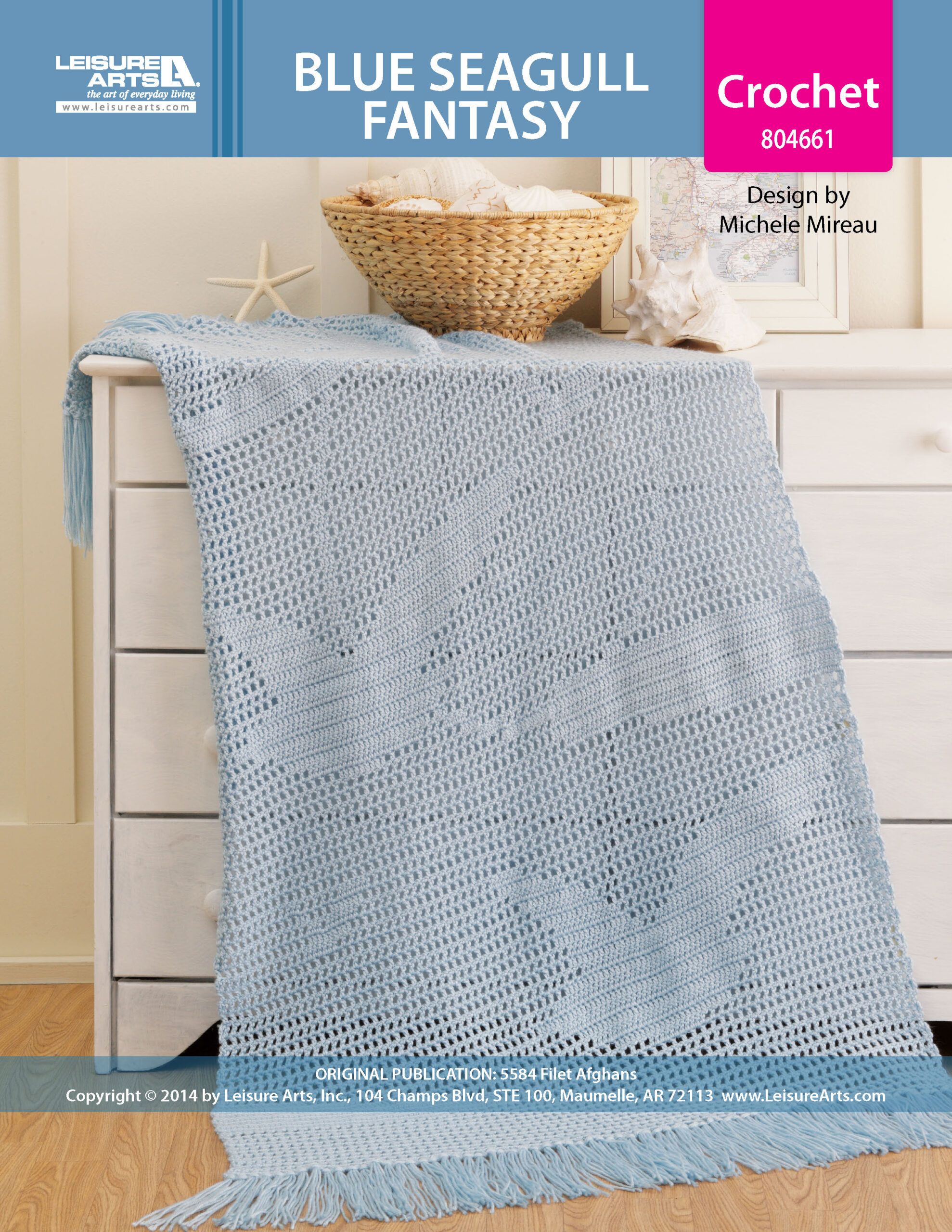 Leisure Arts Filet Afghans Blue Seagull Fantasy Crochet ePattern