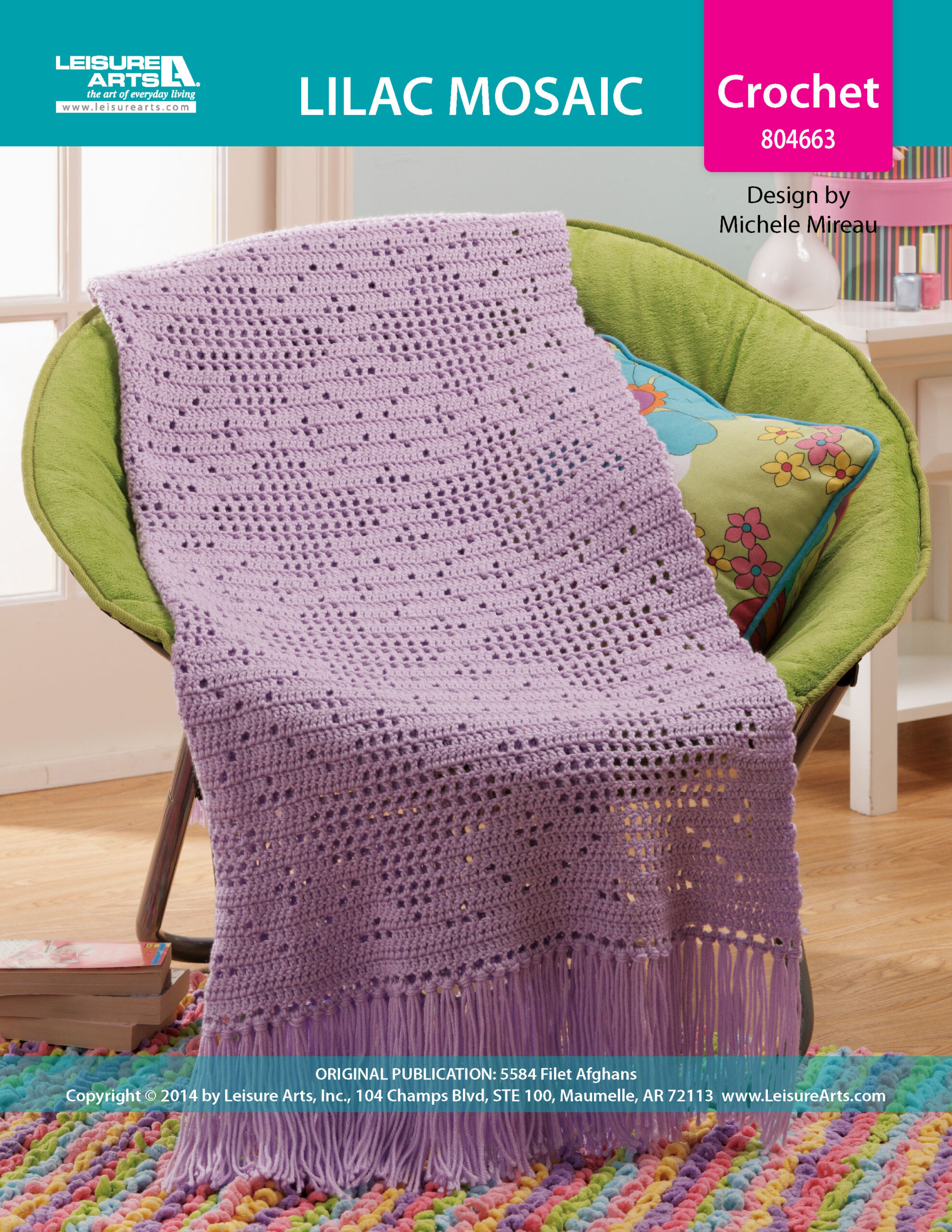 Leisure Arts Filet Afghans Lilac Mosaic Crochet ePattern