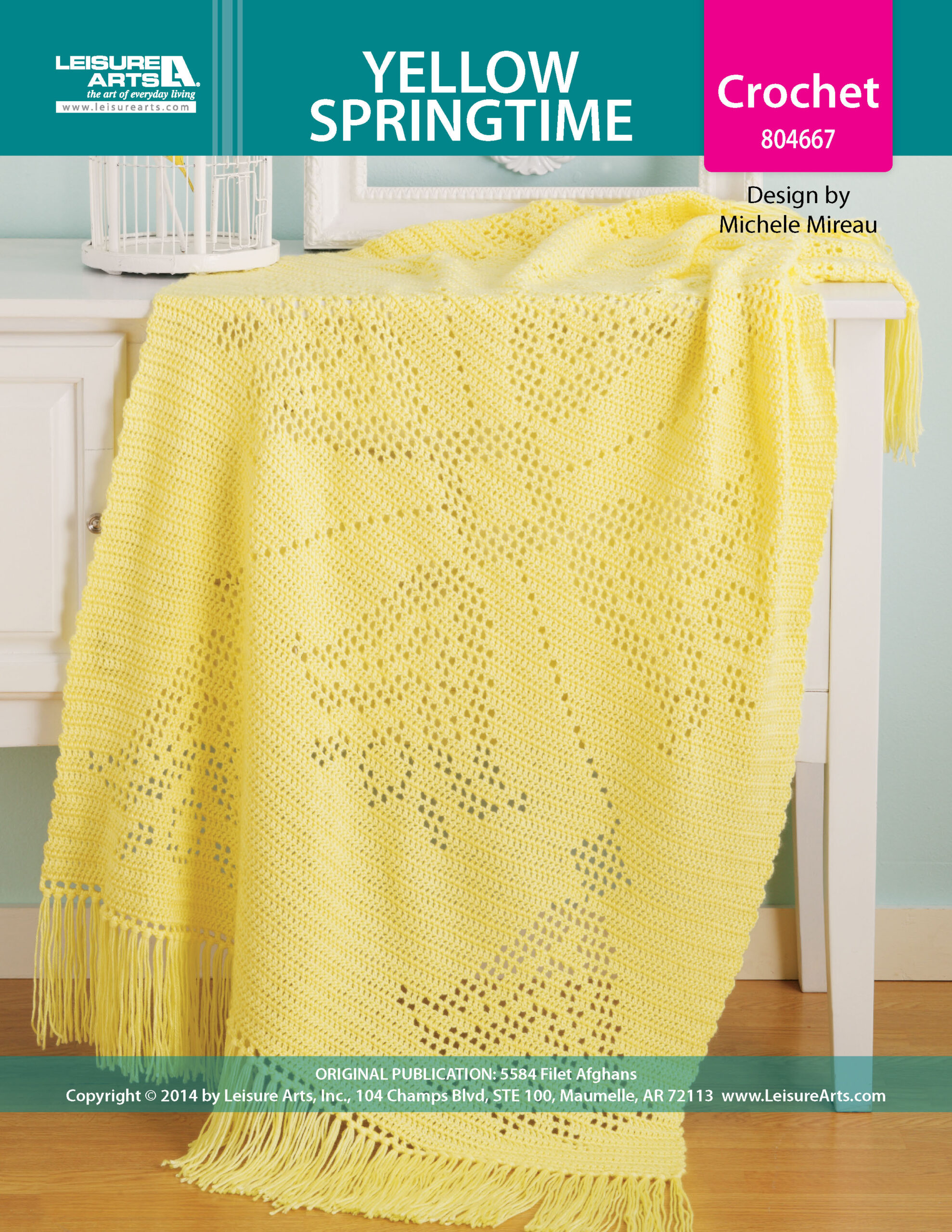 Leisure Arts Filet Afghans Yellow Springtime Crochet ePattern