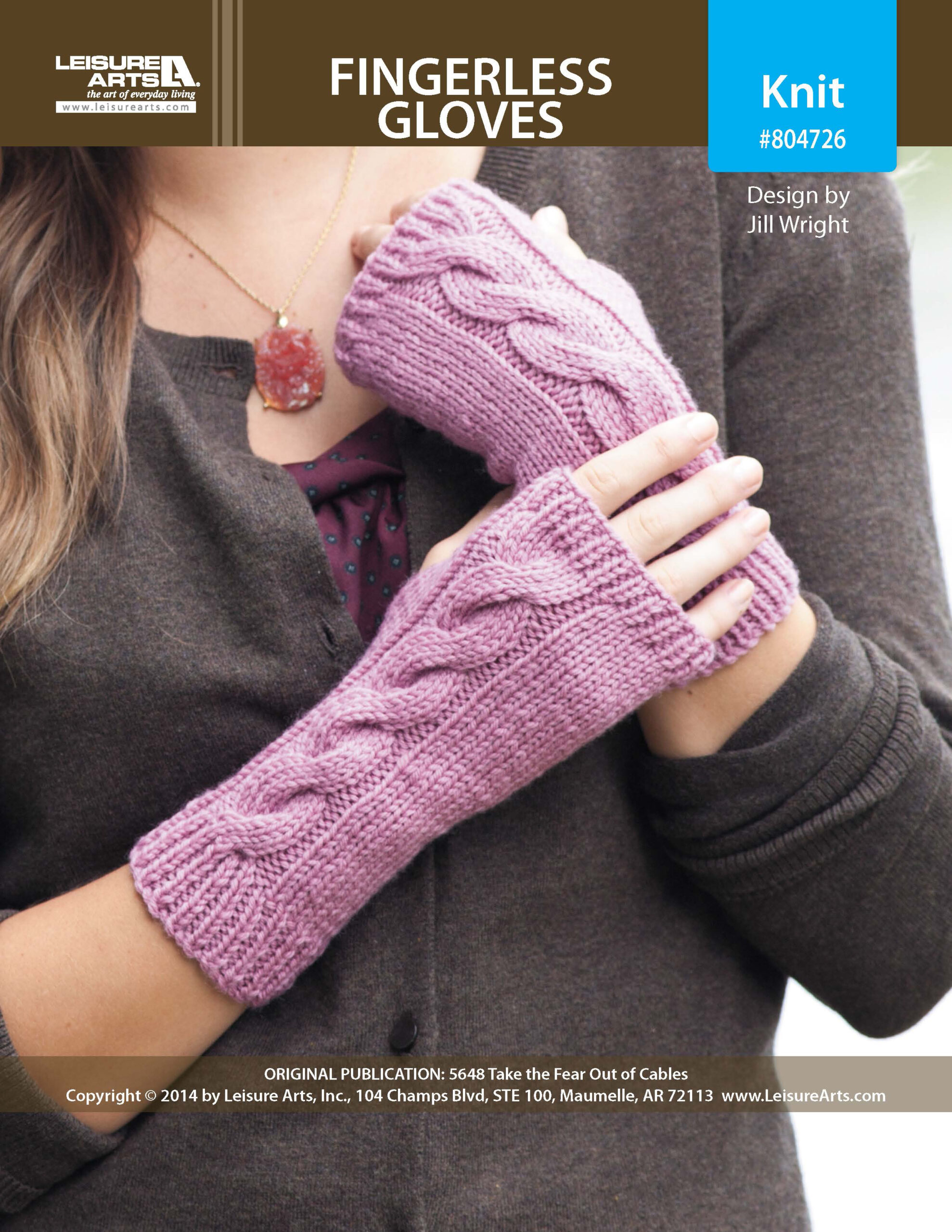 Leisure Arts Take The Fear Out Of Cables Fingerless Gloves Knit ePattern