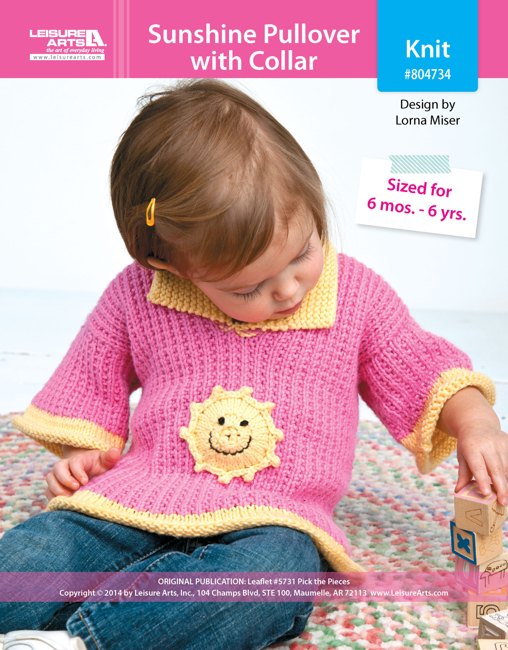 Leisure Arts Pick The Pieces Sunshine Pullover With Collar Knit ePattern