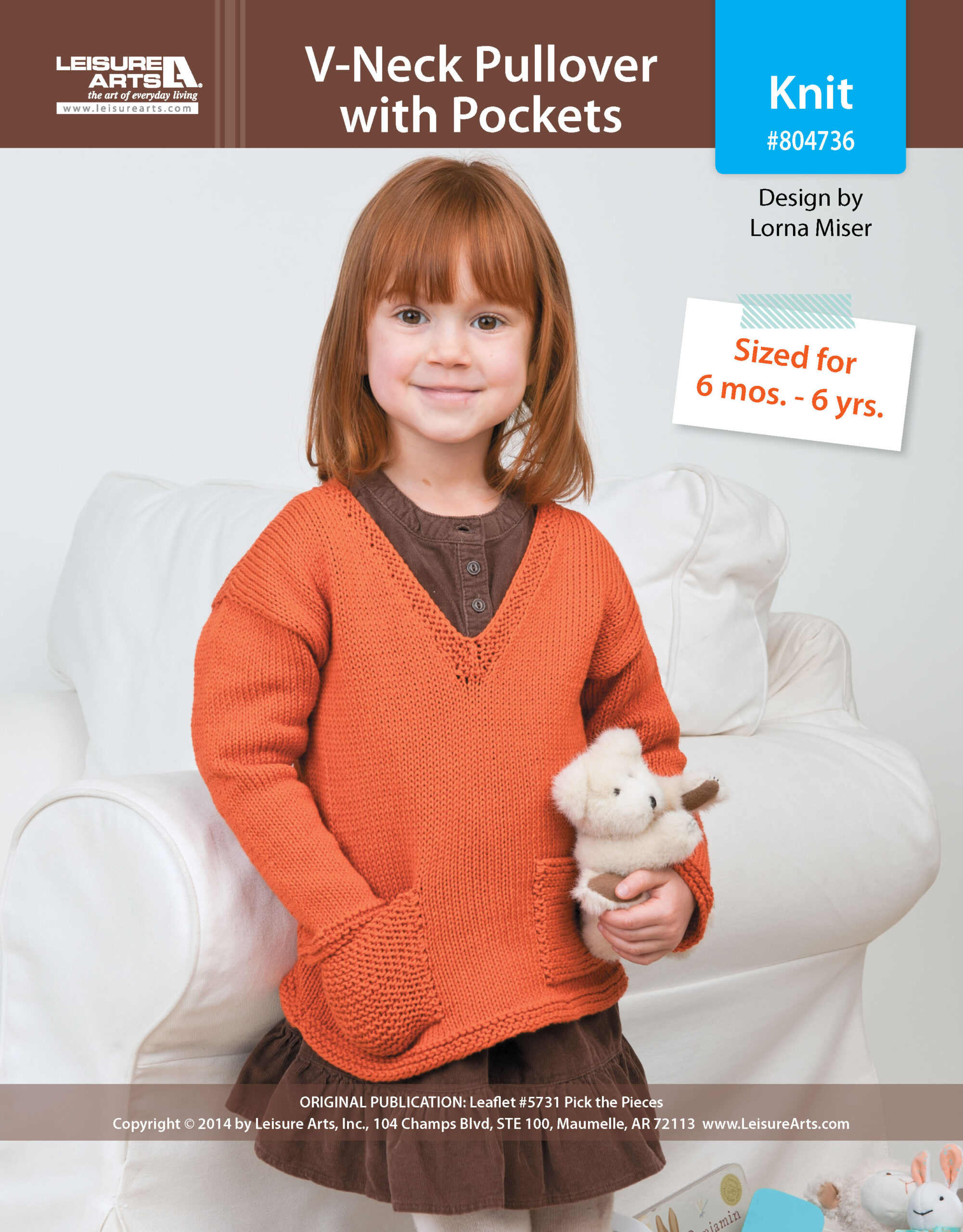 Leisure Arts Pick The Pieces VNeck Pullover with Pockets Knit ePattern