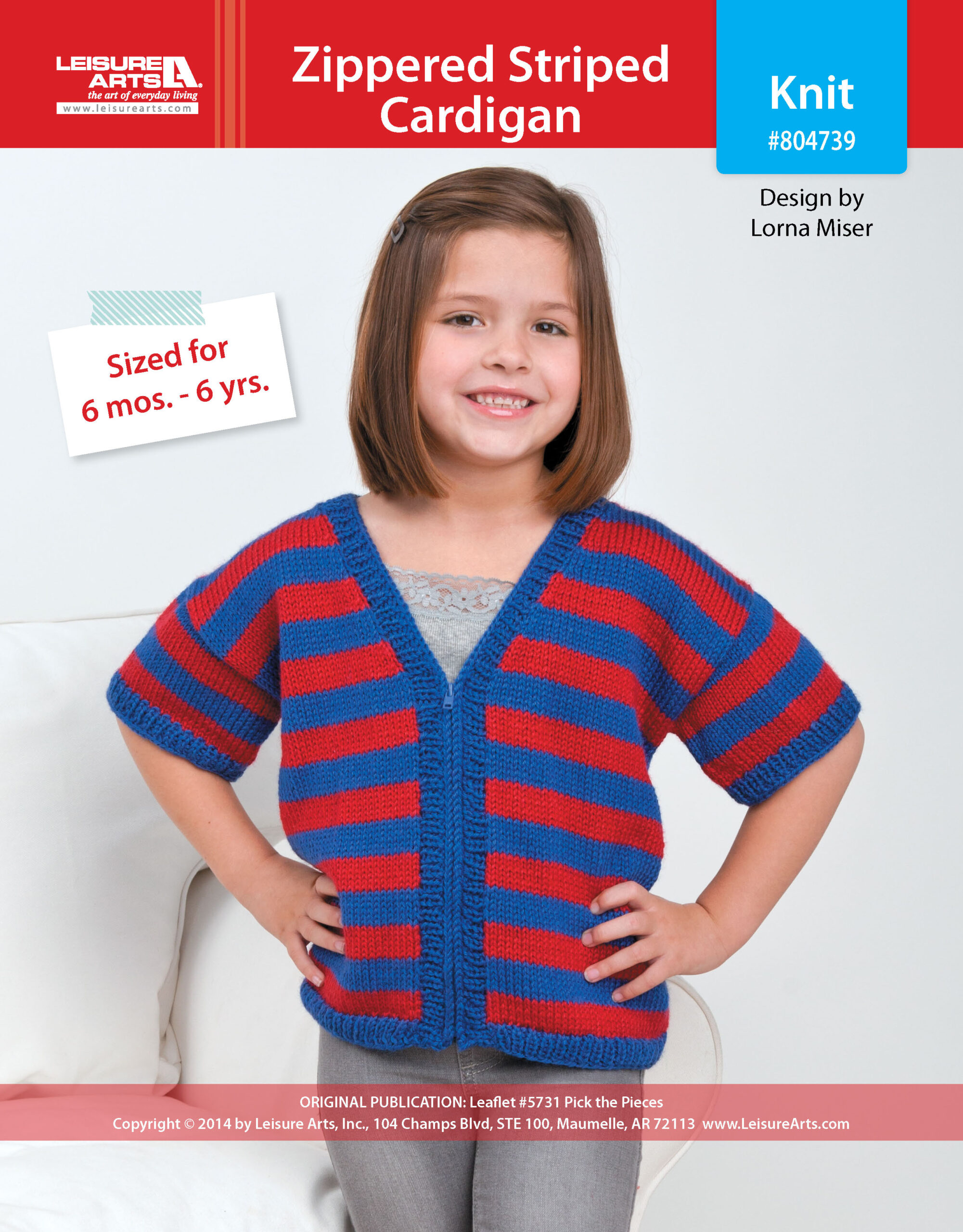 Leisure Arts Pick The Pieces Zippered Striped Cardi Knit ePattern