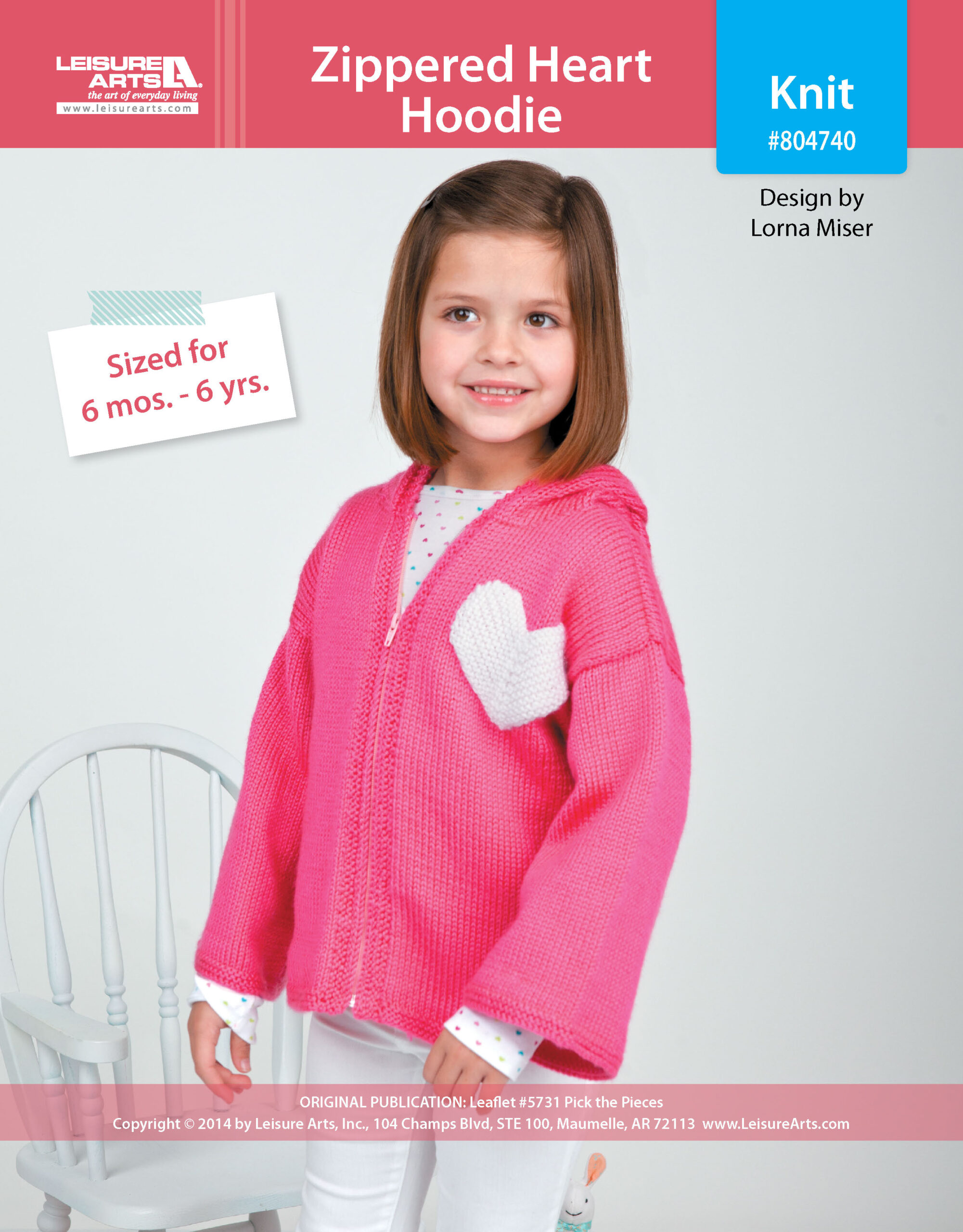 Leisure Arts Pick The Pieces Zippered Heart Hoodie Knit ePattern