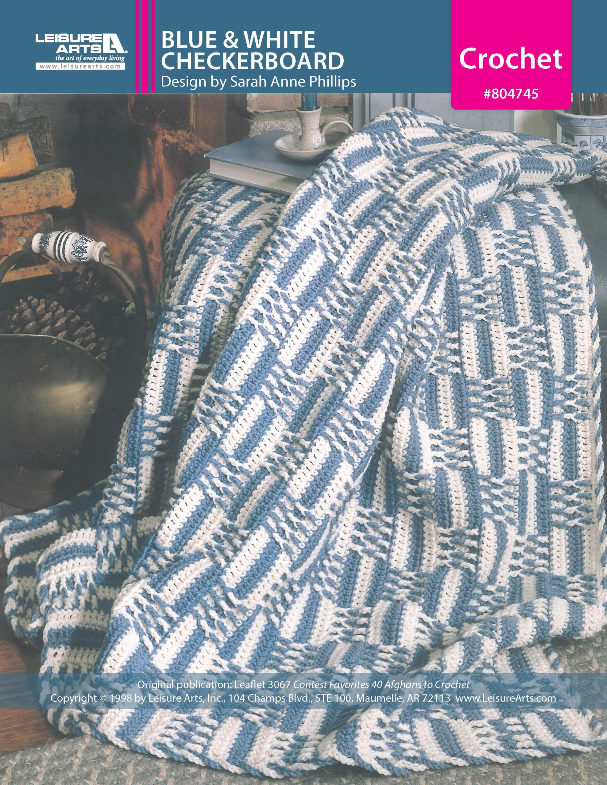 Leisure Arts Contest Favorites Blue And White Checkerboard Afghan Crochet ePattern