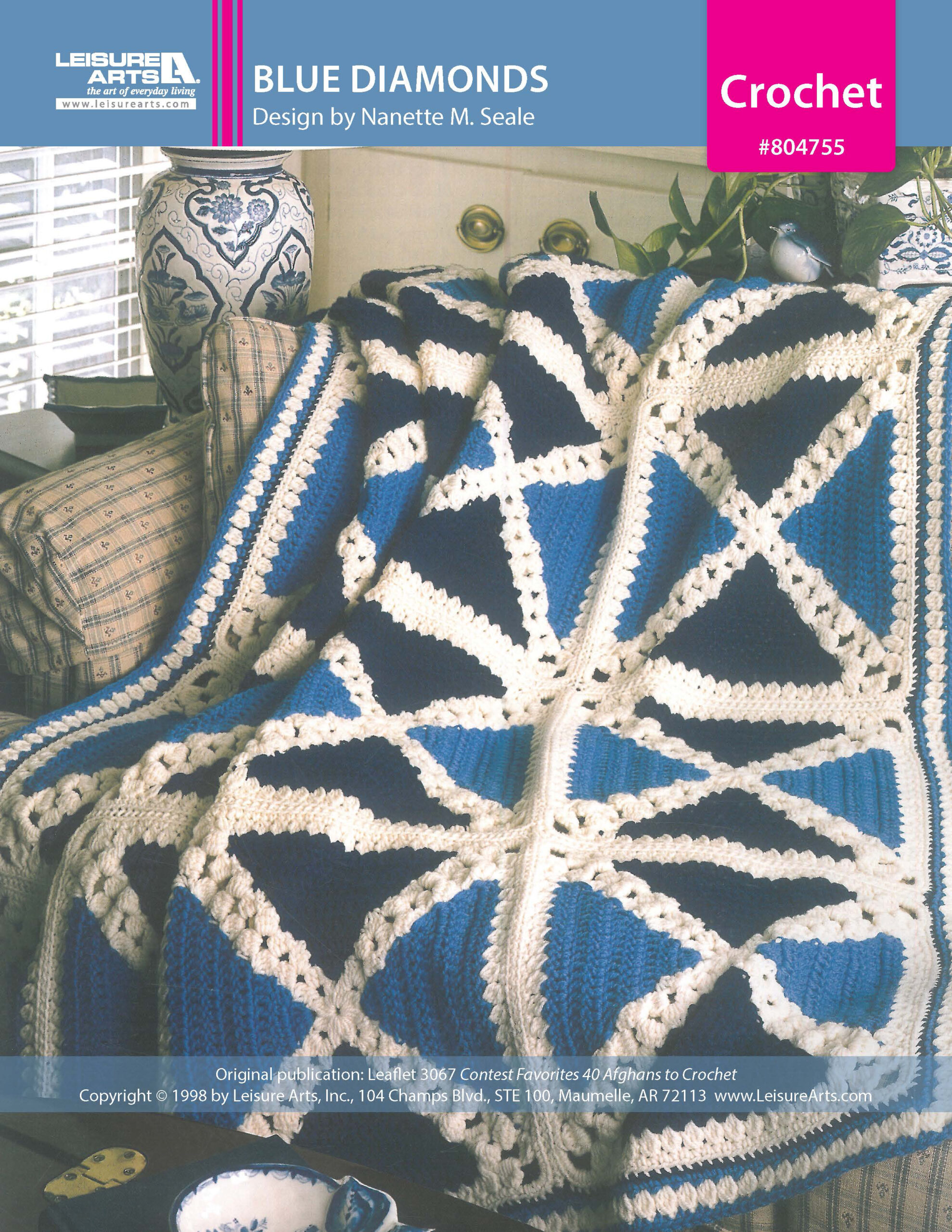 Leisure Arts Contest Favorites Blue Diamonds Afghan Crochet ePattern