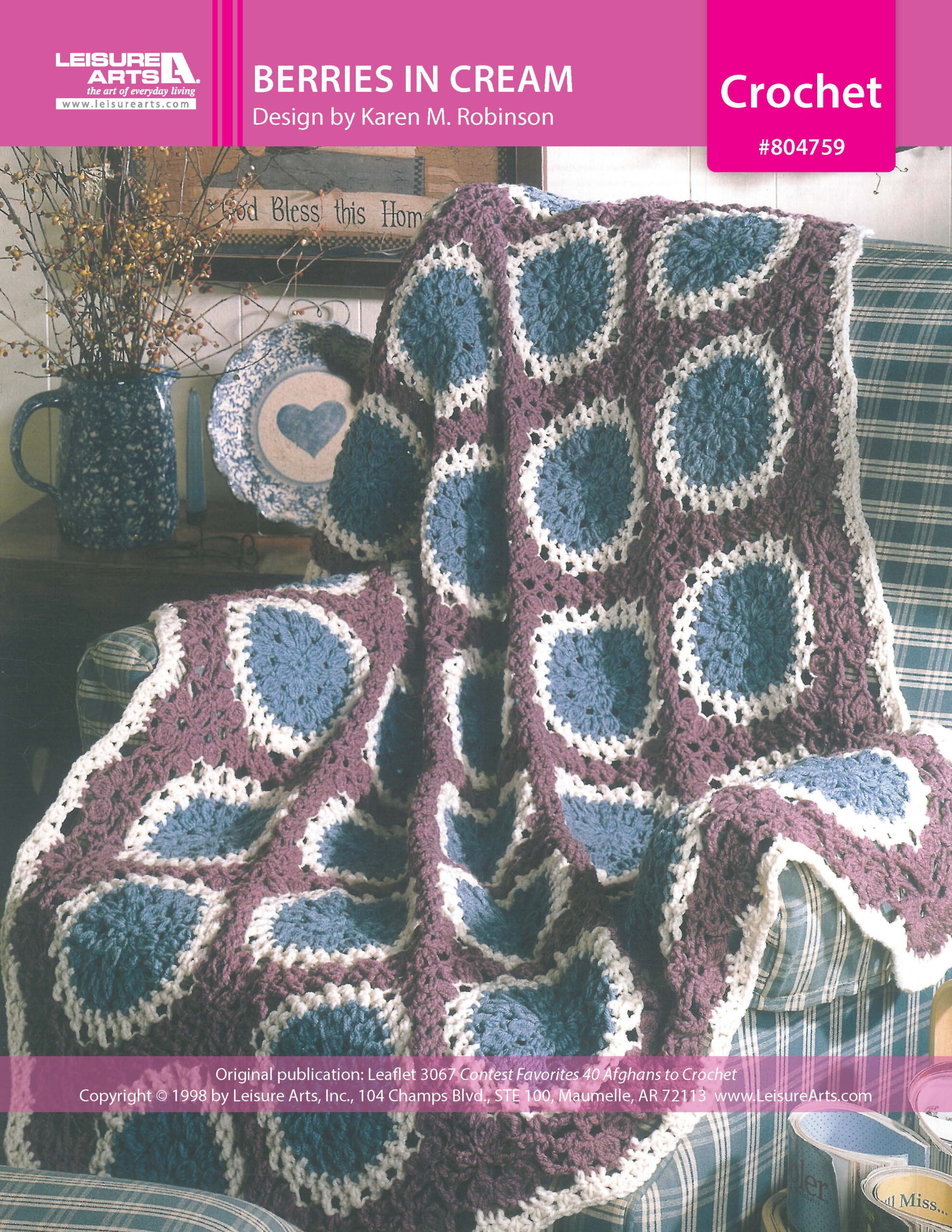 Leisure Arts Contest Favorites Berries In Cream Afghan Crochet ePattern