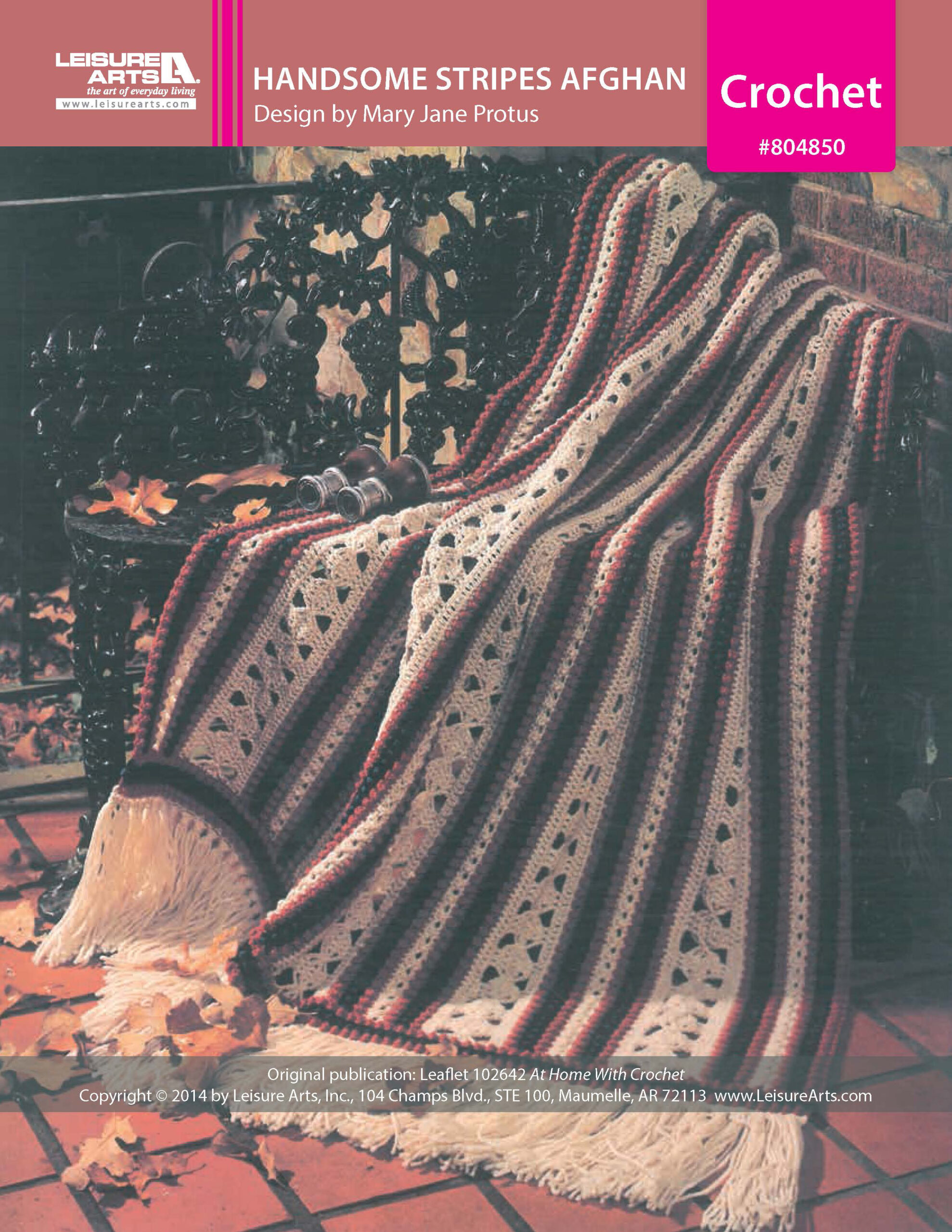 Leisure Arts Home With Crochet Handsome Stripes Afghan ePattern