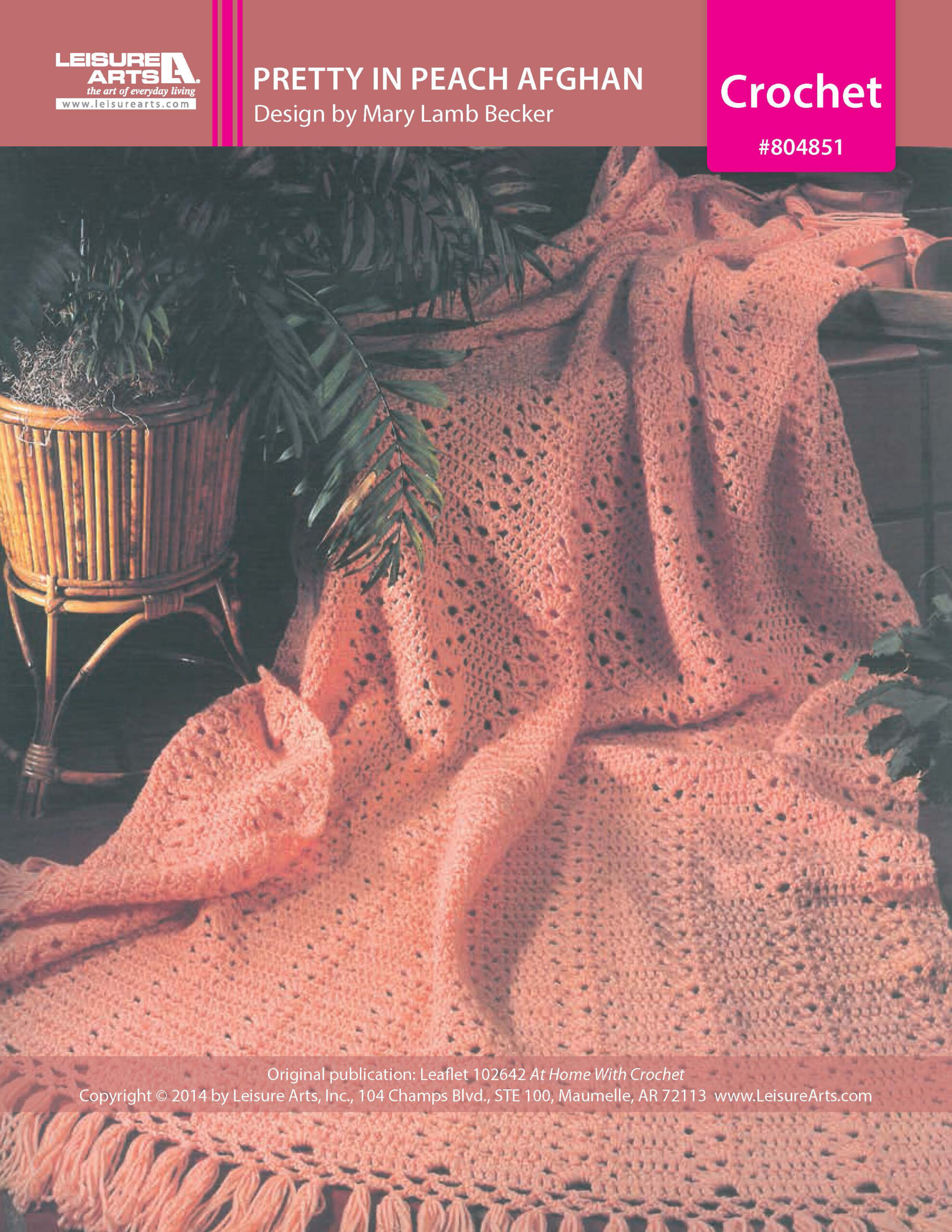 Leisure Arts Home With Crochet Pretty in Peach Afghan ePattern
