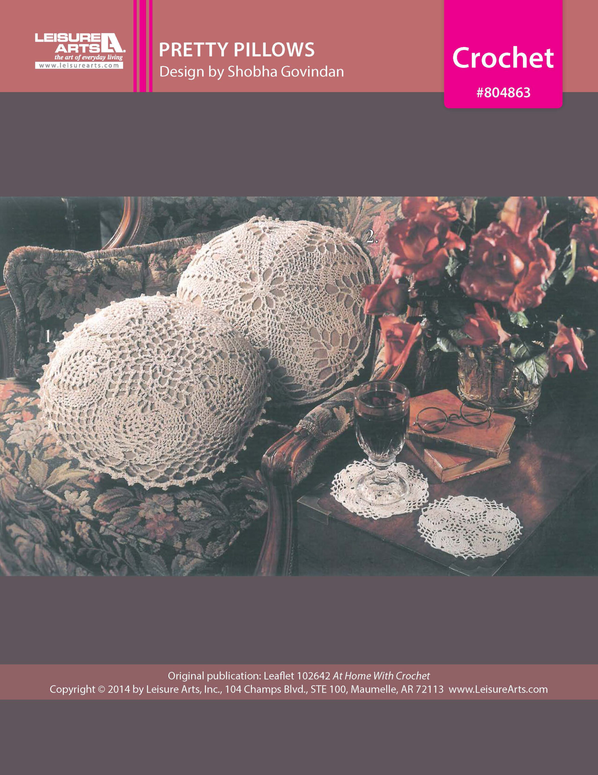 Leisure Arts Home With Crochet Pretty Pillows ePattern