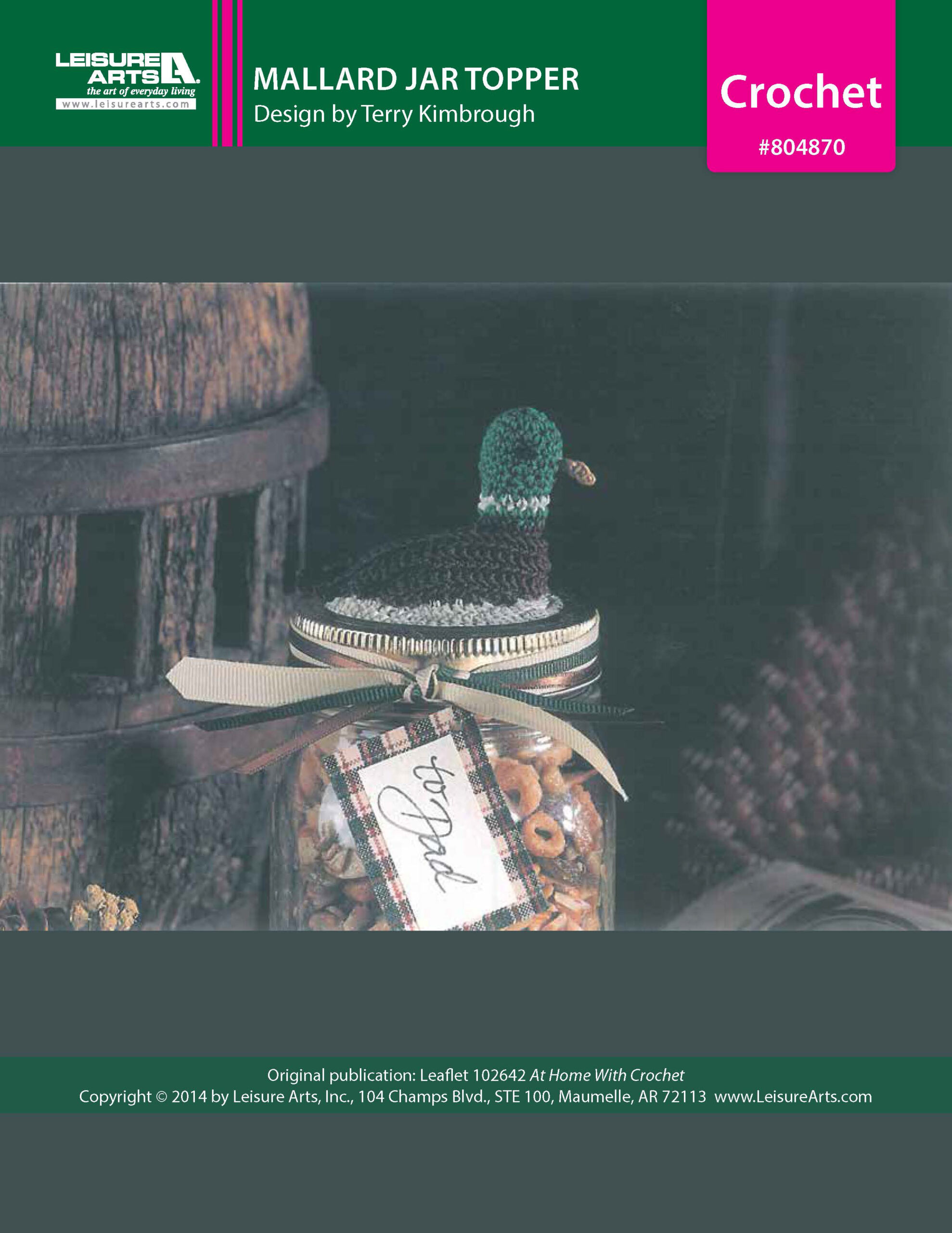 Leisure Arts Home With Crochet Mallard Jar Topper ePattern