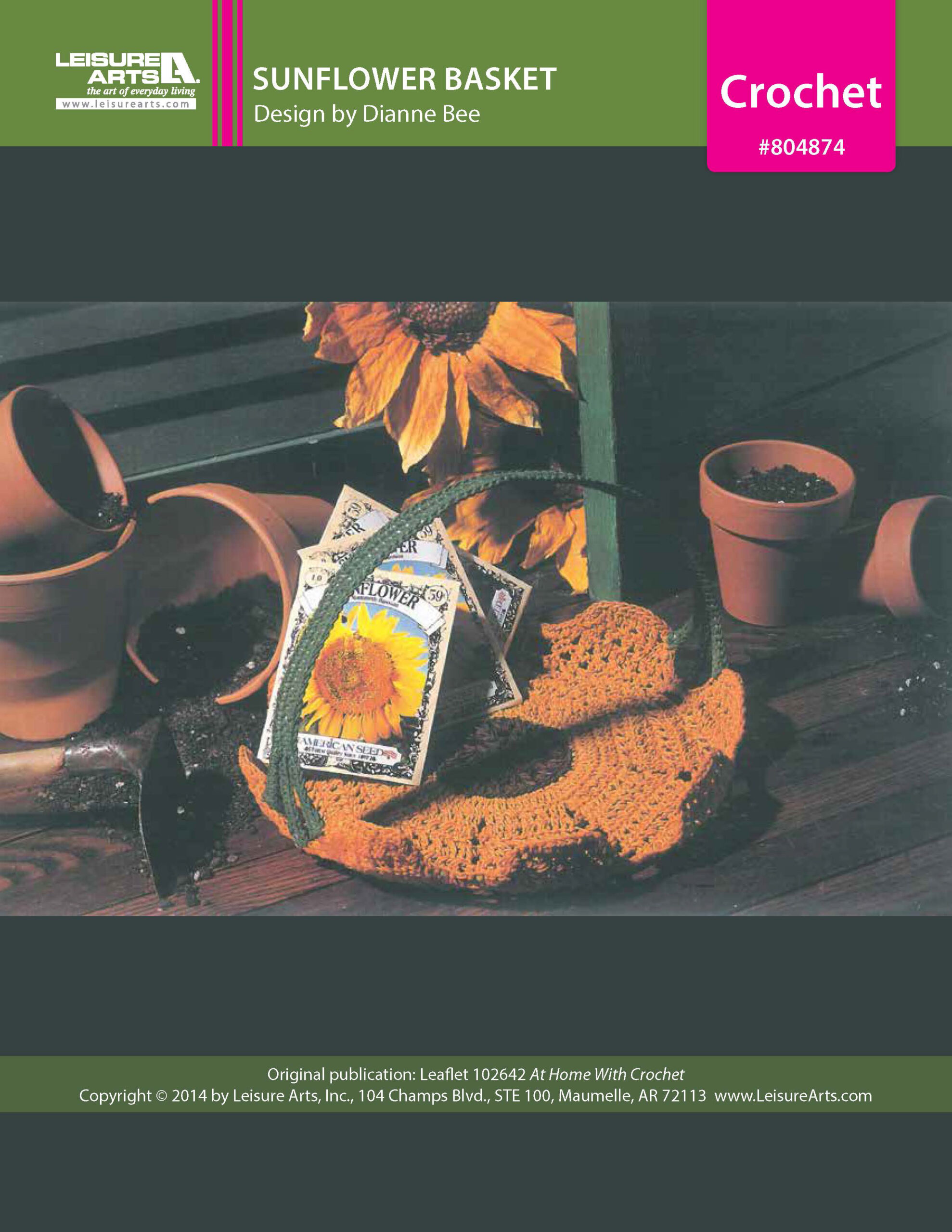 Leisure Arts Home With Crochet Sunflower Basket ePattern