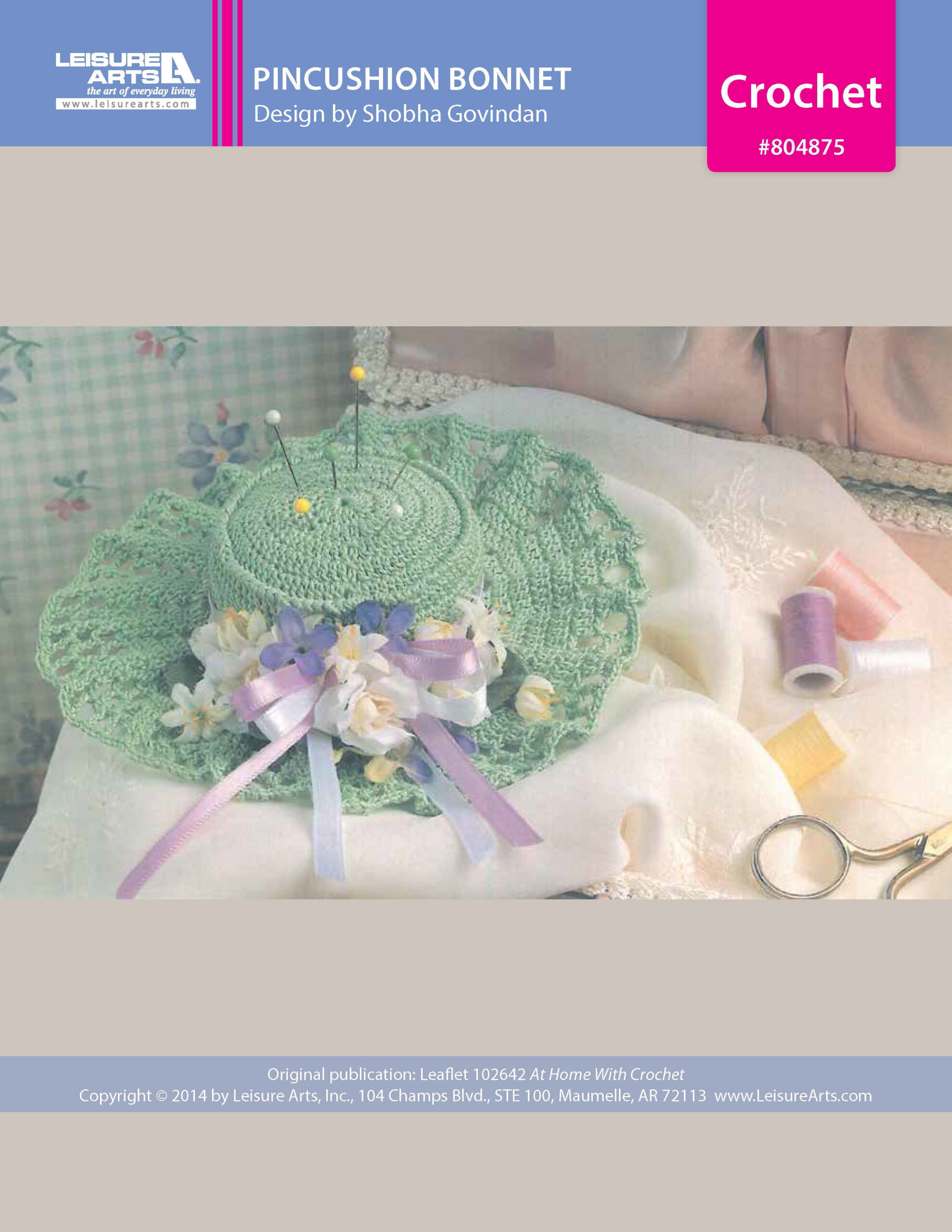 Leisure Arts Home With Crochet Pincushion Bonnet ePattern