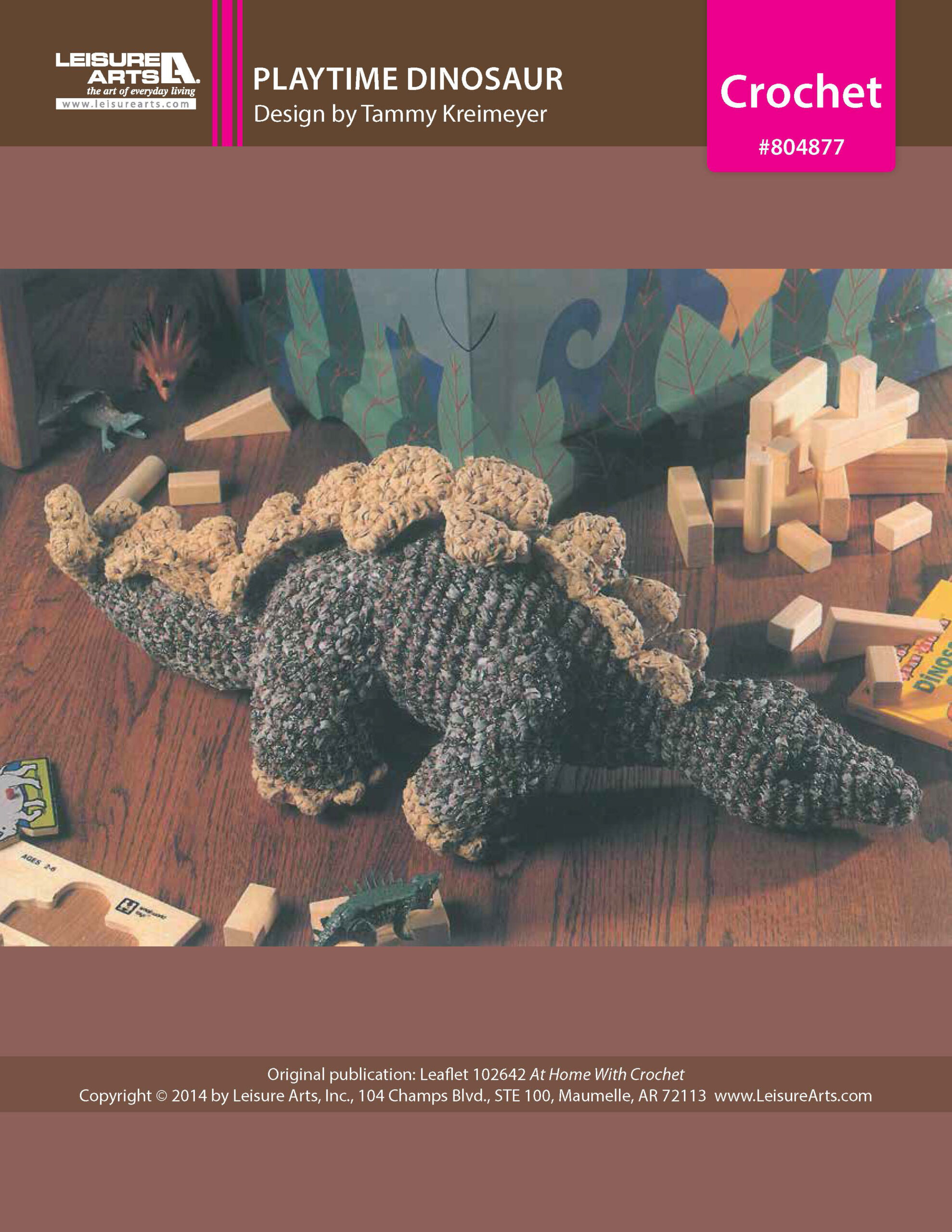 Leisure Arts Home With Crochet Playtime Dinosaur ePattern