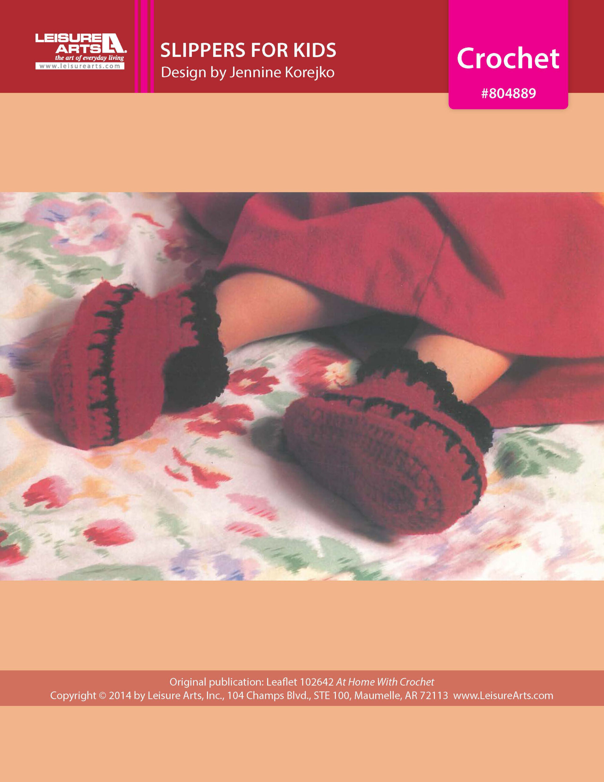 Leisure Arts Home With Crochet Slippers for Kids ePattern