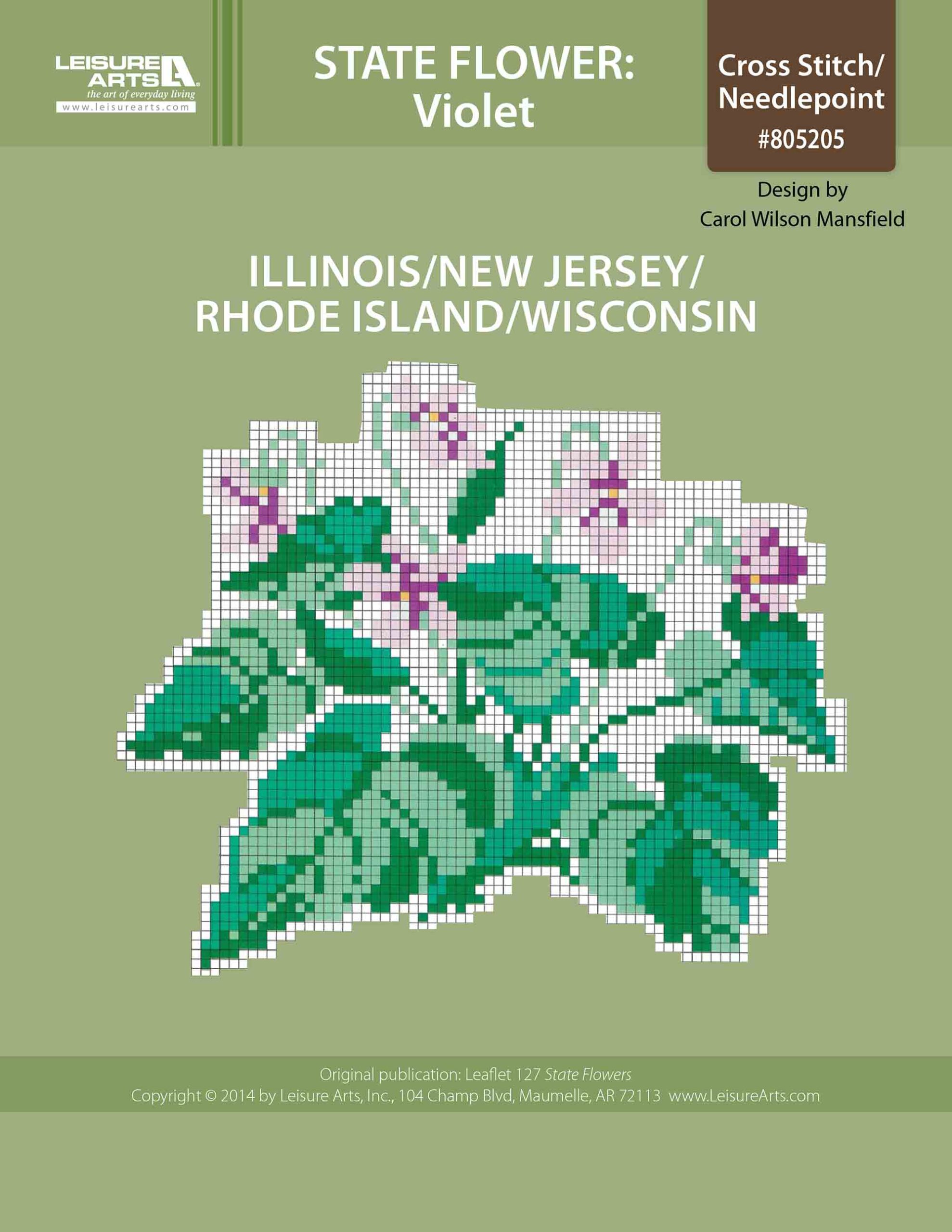 Leisure Arts Illinois New Jersey Rhode Island Wisconsin Violet Cross Stitch ePattern