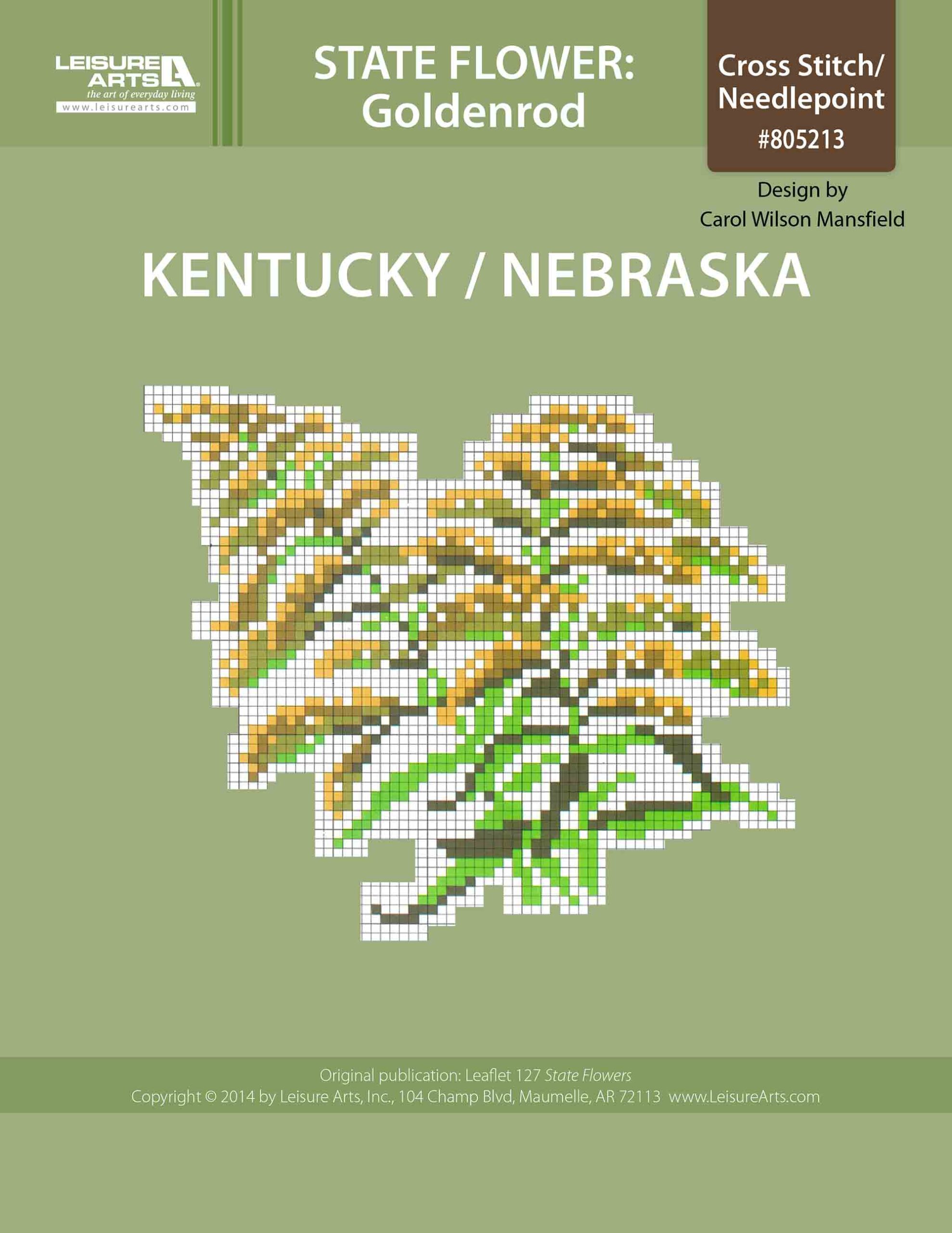 Leisure Arts Kentucky Nebraska Goldenrod Cross Stitch ePattern