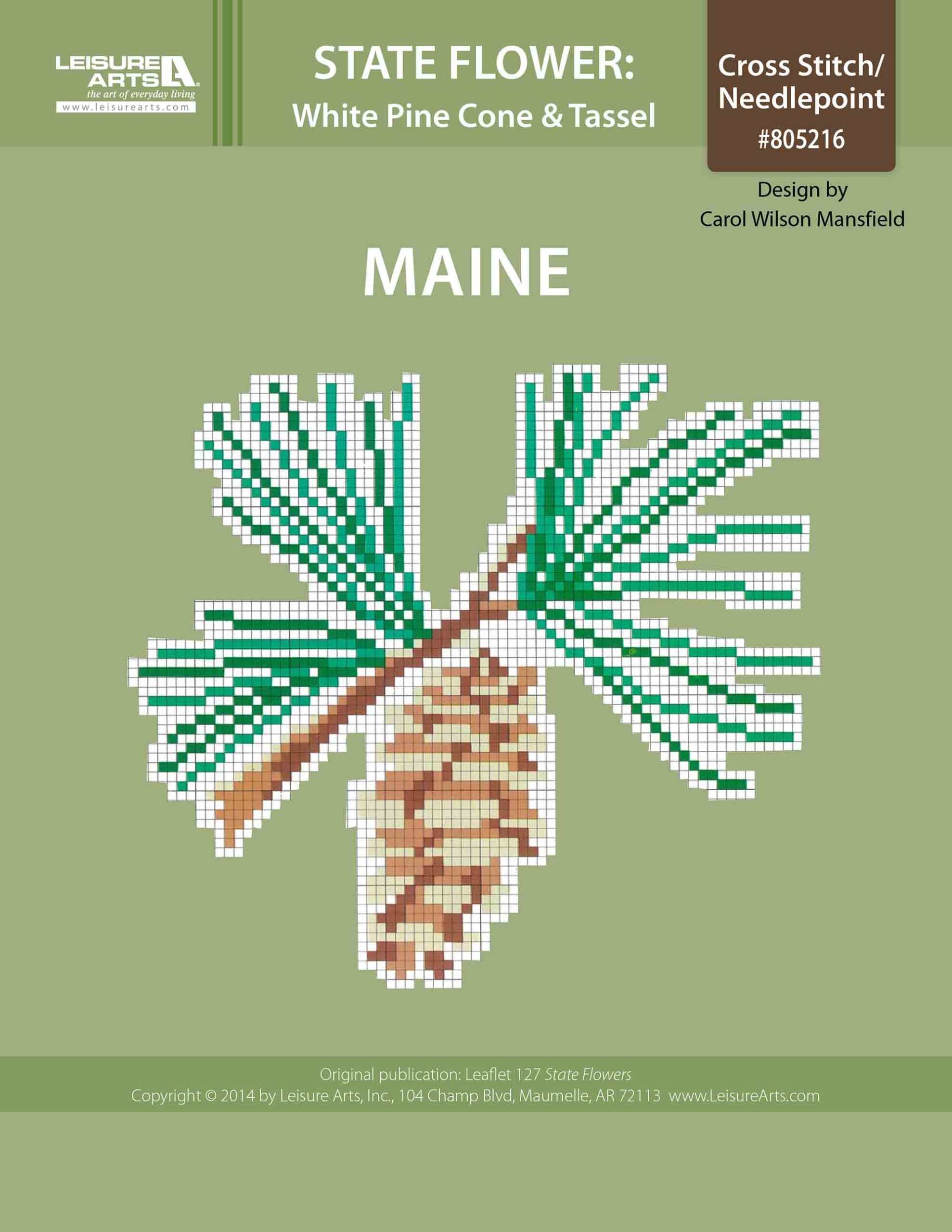 Leisure Arts Maine White Pine Cone Tassel Cross Stitch ePattern