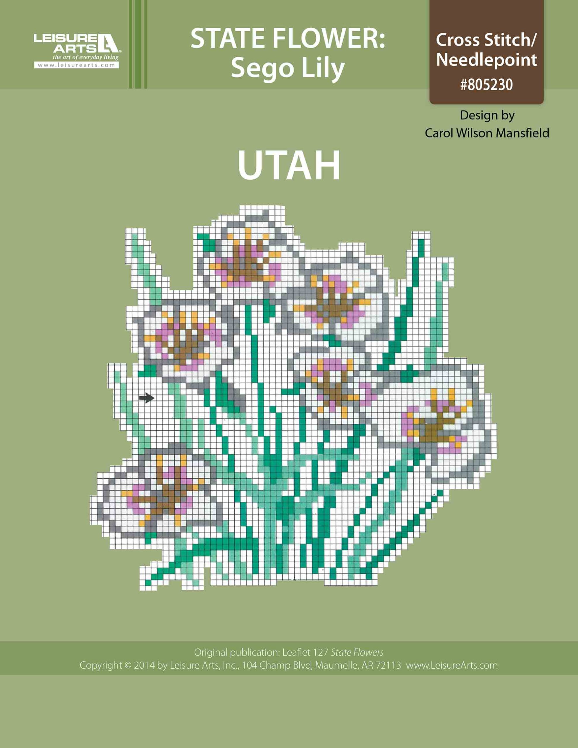 Leisure Arts Utah Sego Lily Cross Stitch ePattern