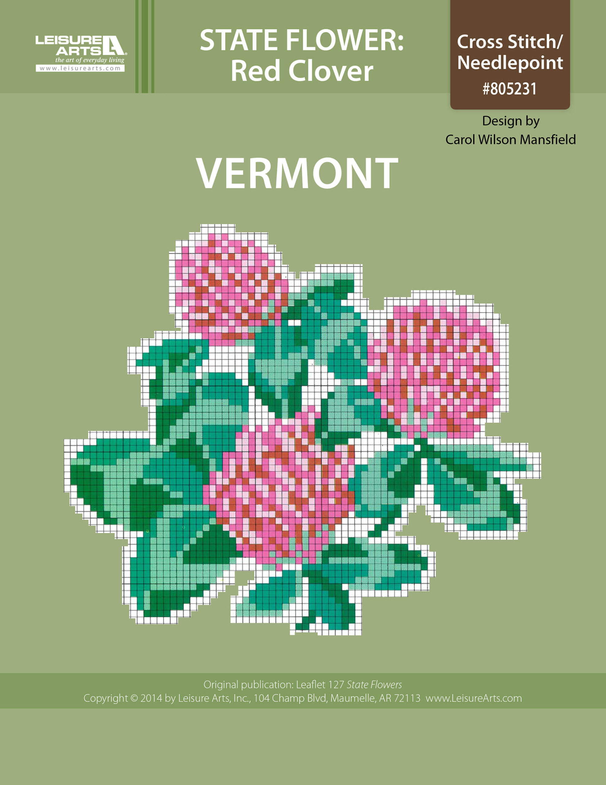 Leisure Arts Vermont Red Clover Cross Stitch ePattern