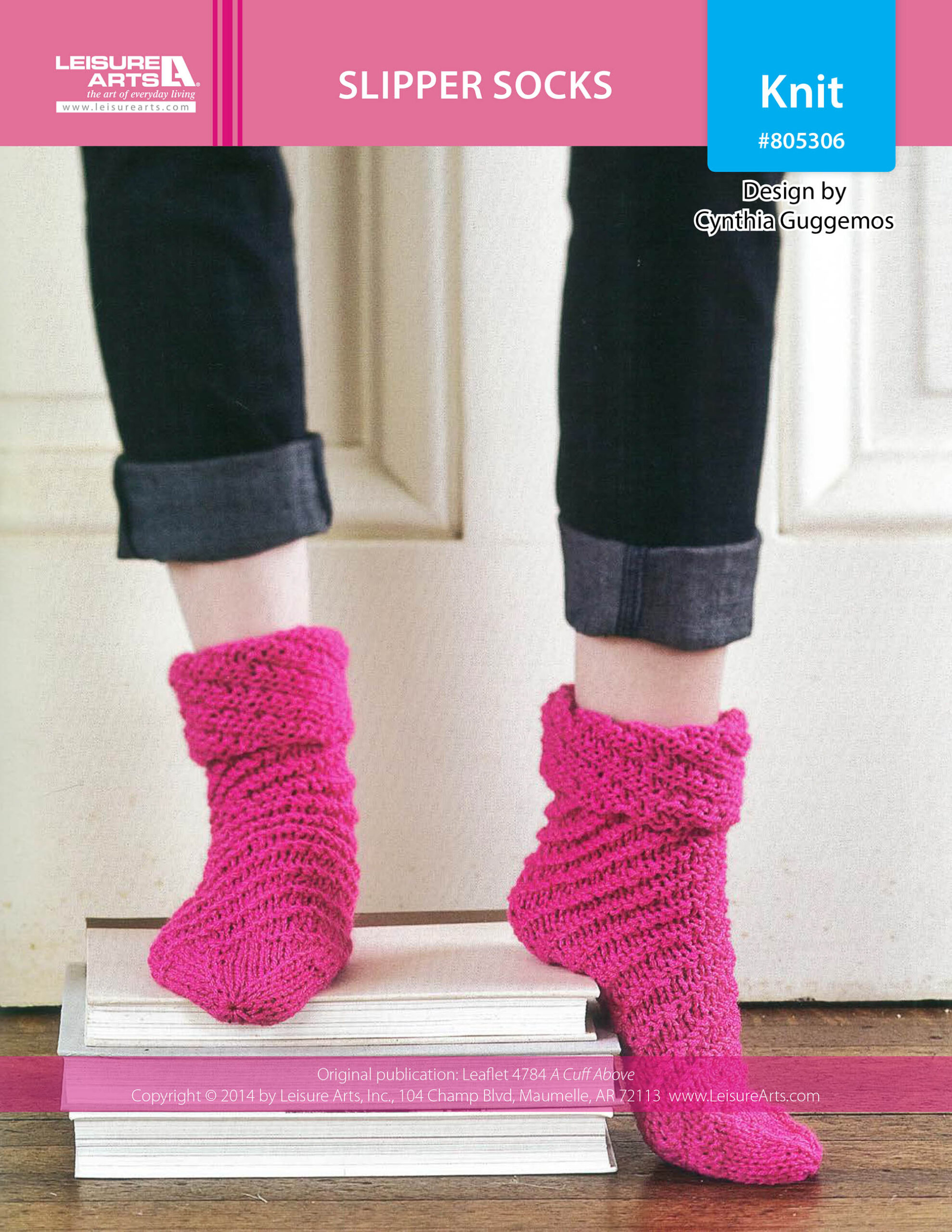Leisure Arts A Cuff Above Slipper Socks Knit ePattern