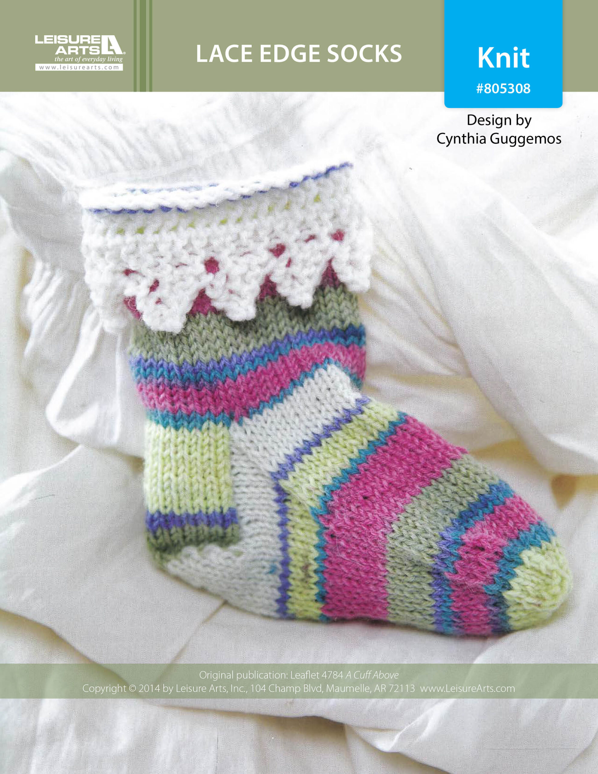 Leisure Arts A Cuff Above Lacy Edge Socks Knit ePattern