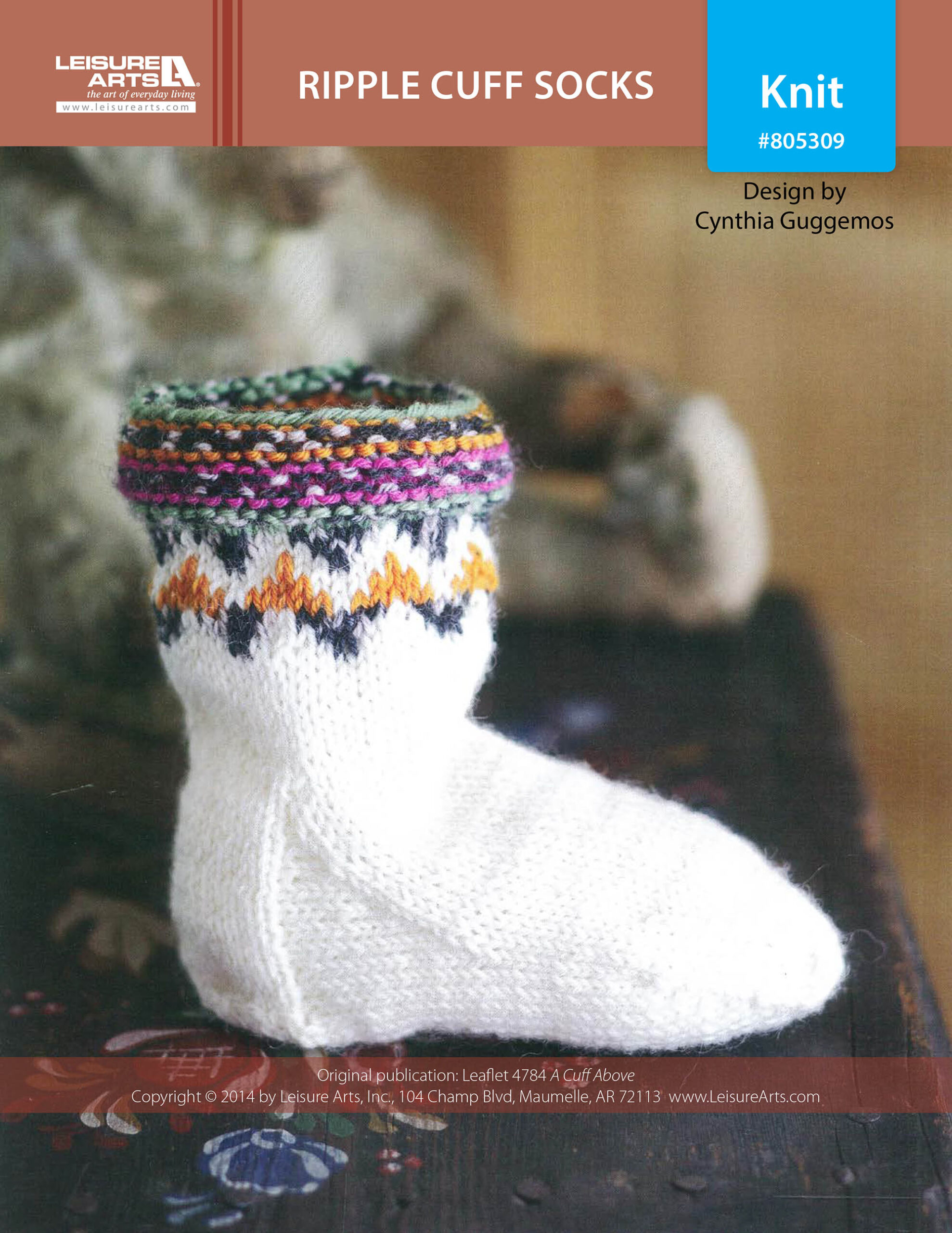 Leisure Arts A Cuff Above Ripple Cuff Socks Knit ePattern