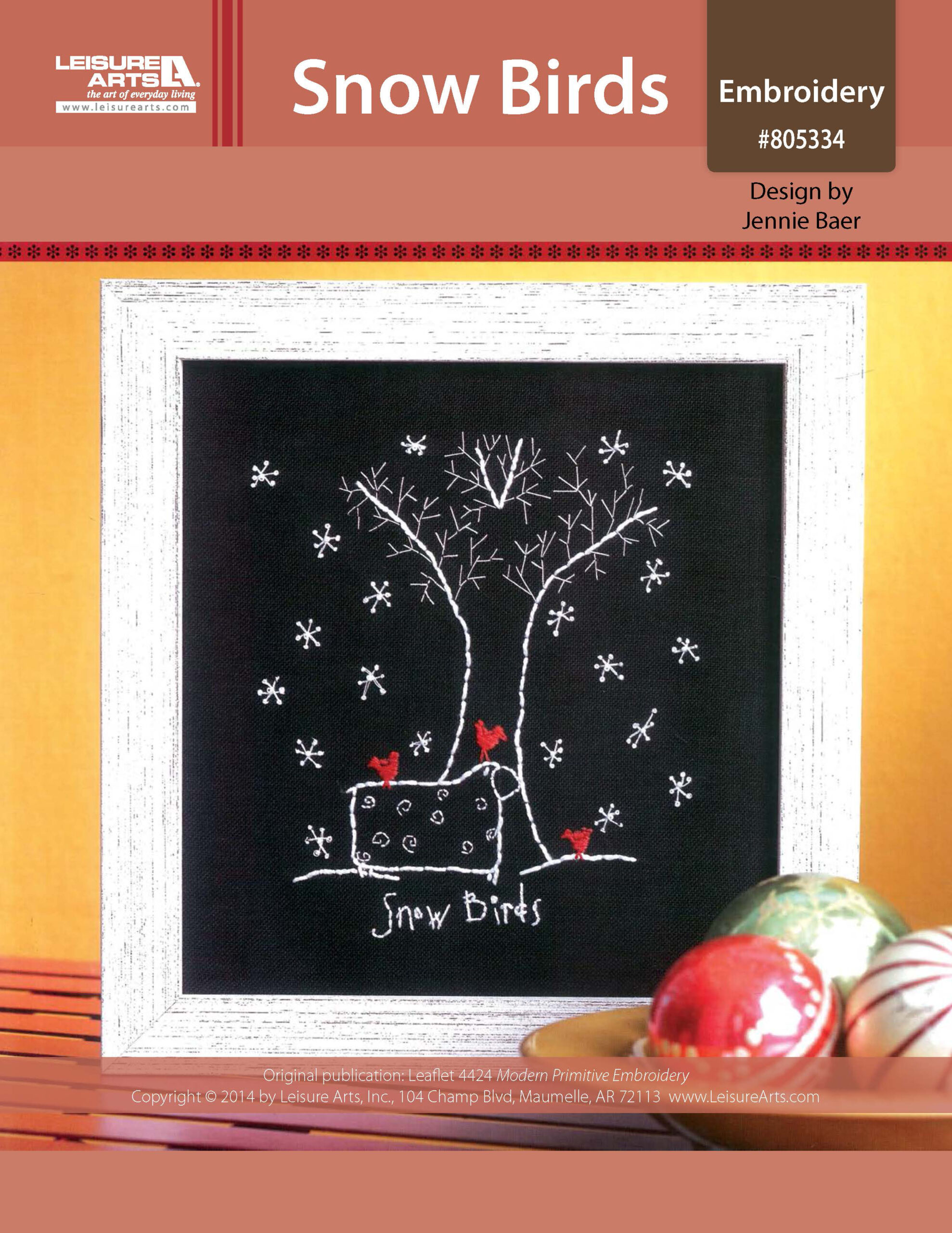Leisure Arts Modern Primitive Snow Birds Embroidery ePattern