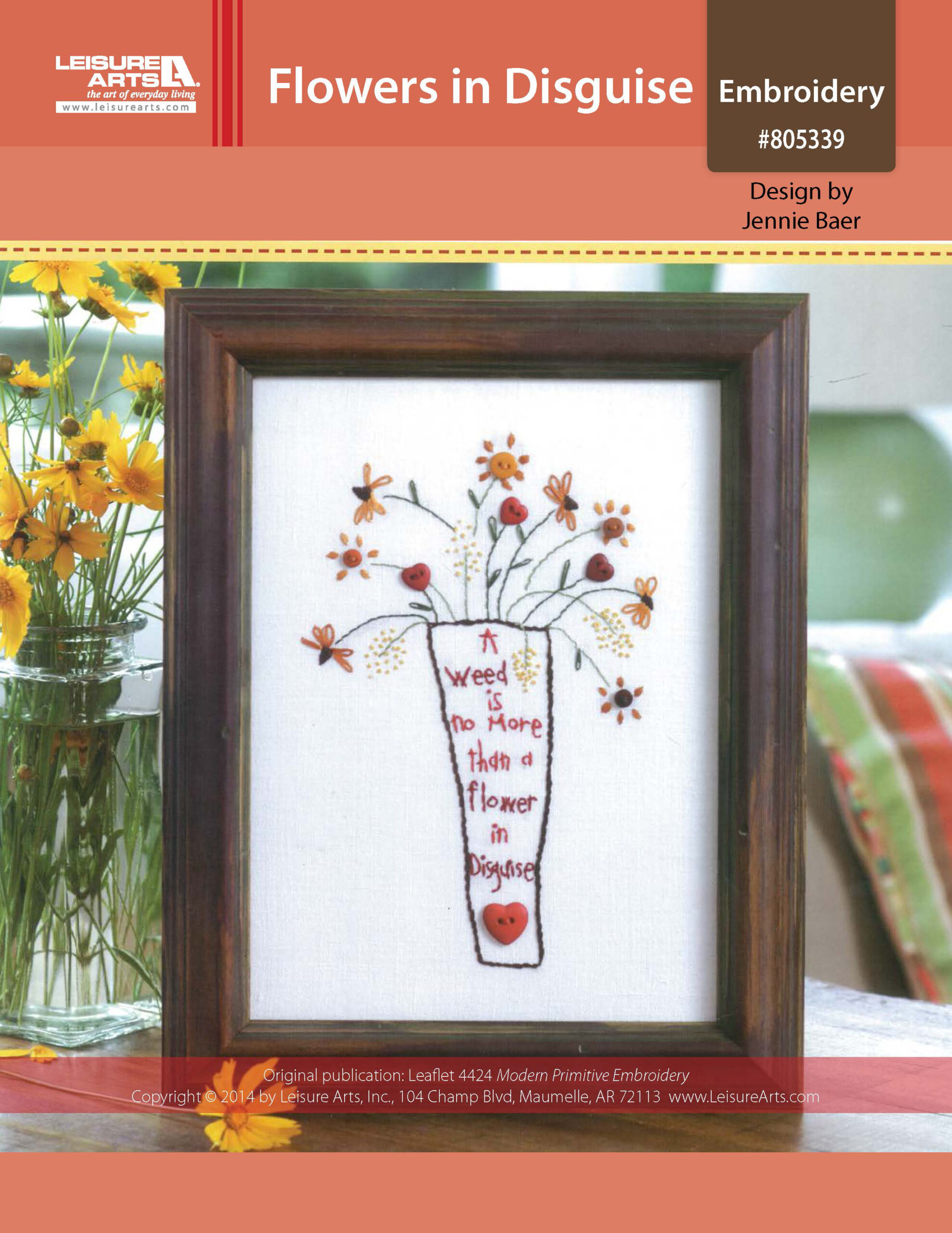 Leisure Arts Modern Primitive Flower In Disguise Embroidery ePattern