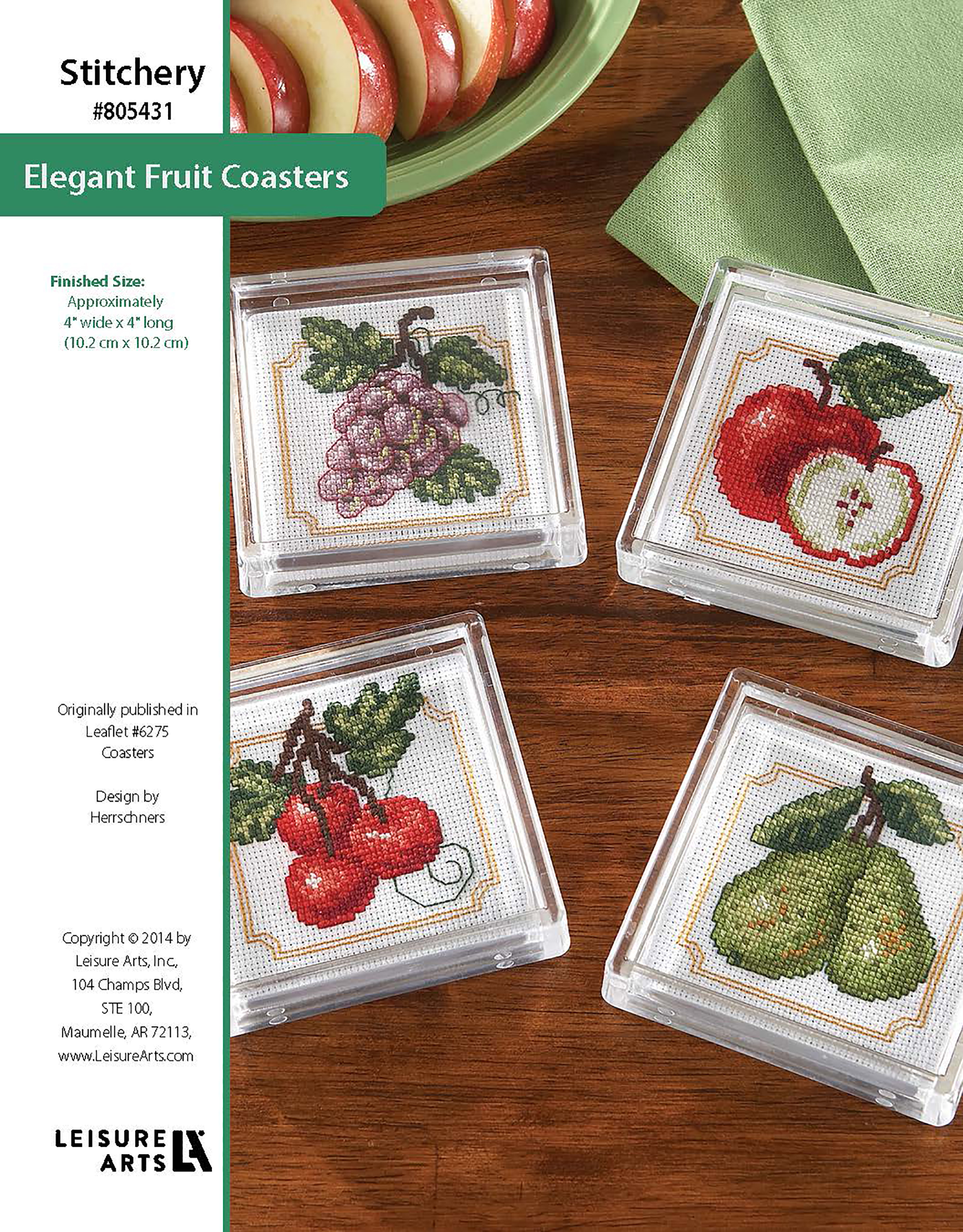 Leisure Arts Cross Stitch Coasters Elegant Fruit ePattern