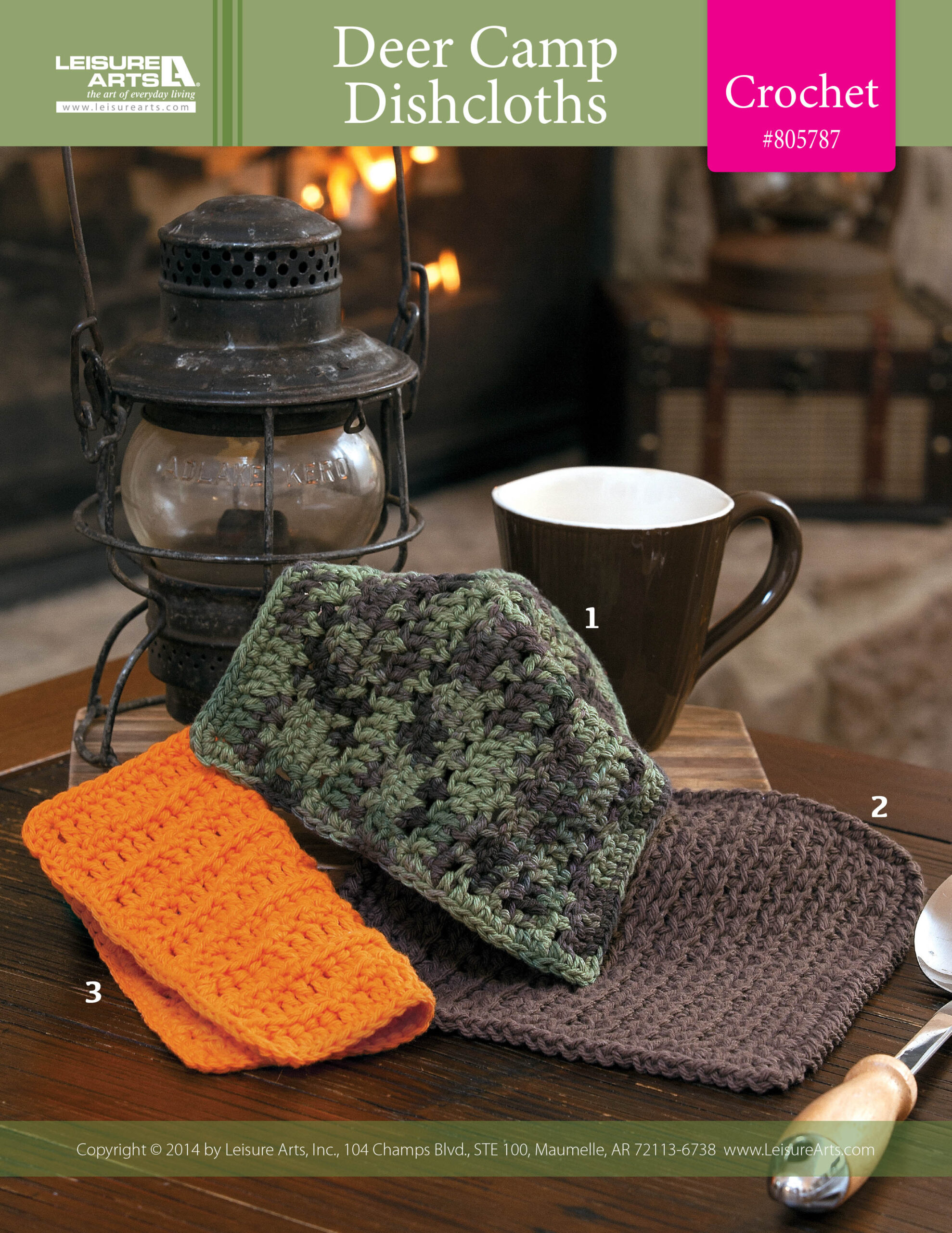 Leisure Arts Deer Camp Dishcloths Crochet ePattern