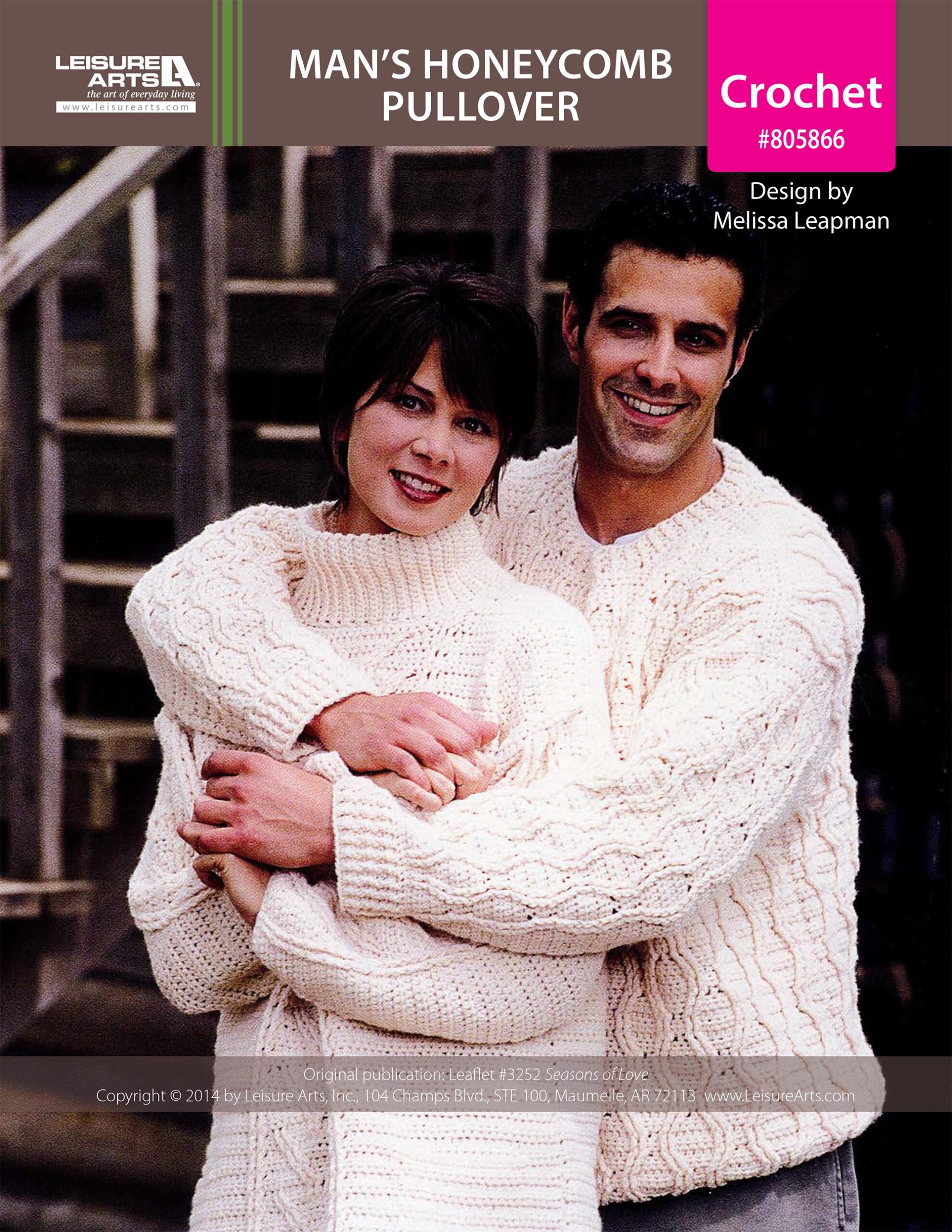 Leisure Arts Seasons of Love Mans Honeycomb Pullover Crochet ePattern