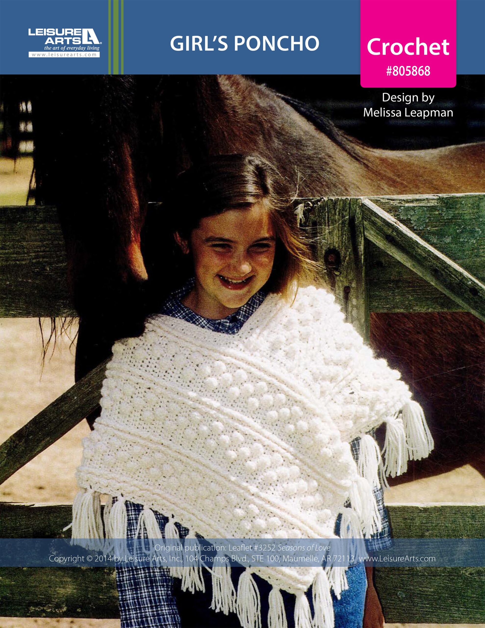 Leisure Arts Seasons of Love Girls Poncho Crochet ePattern