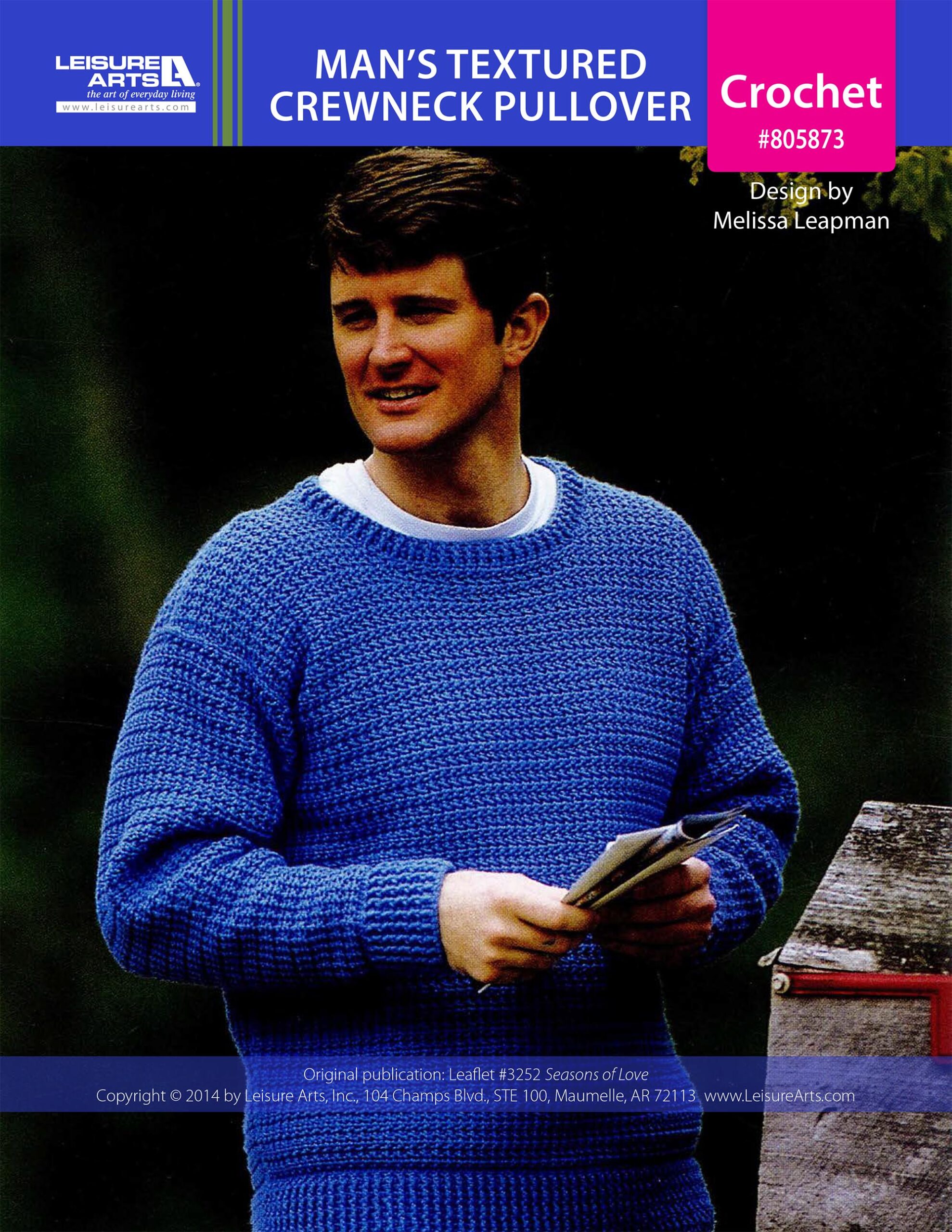 Leisure Arts Seasons of Love Mans Textured Crewneck Pullover Crochet ePattern